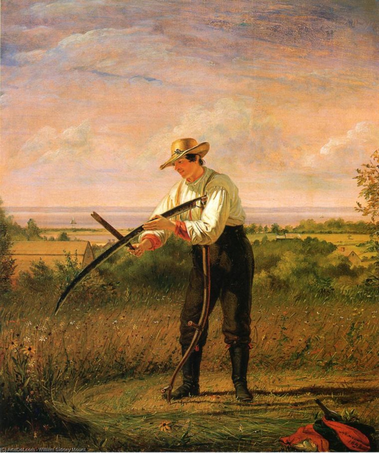 Order Oil Painting Replica Farmer Whetting His Sythe, 1848 by William Sidney Mount (1807-1868, United States) | ArtsDot.com
