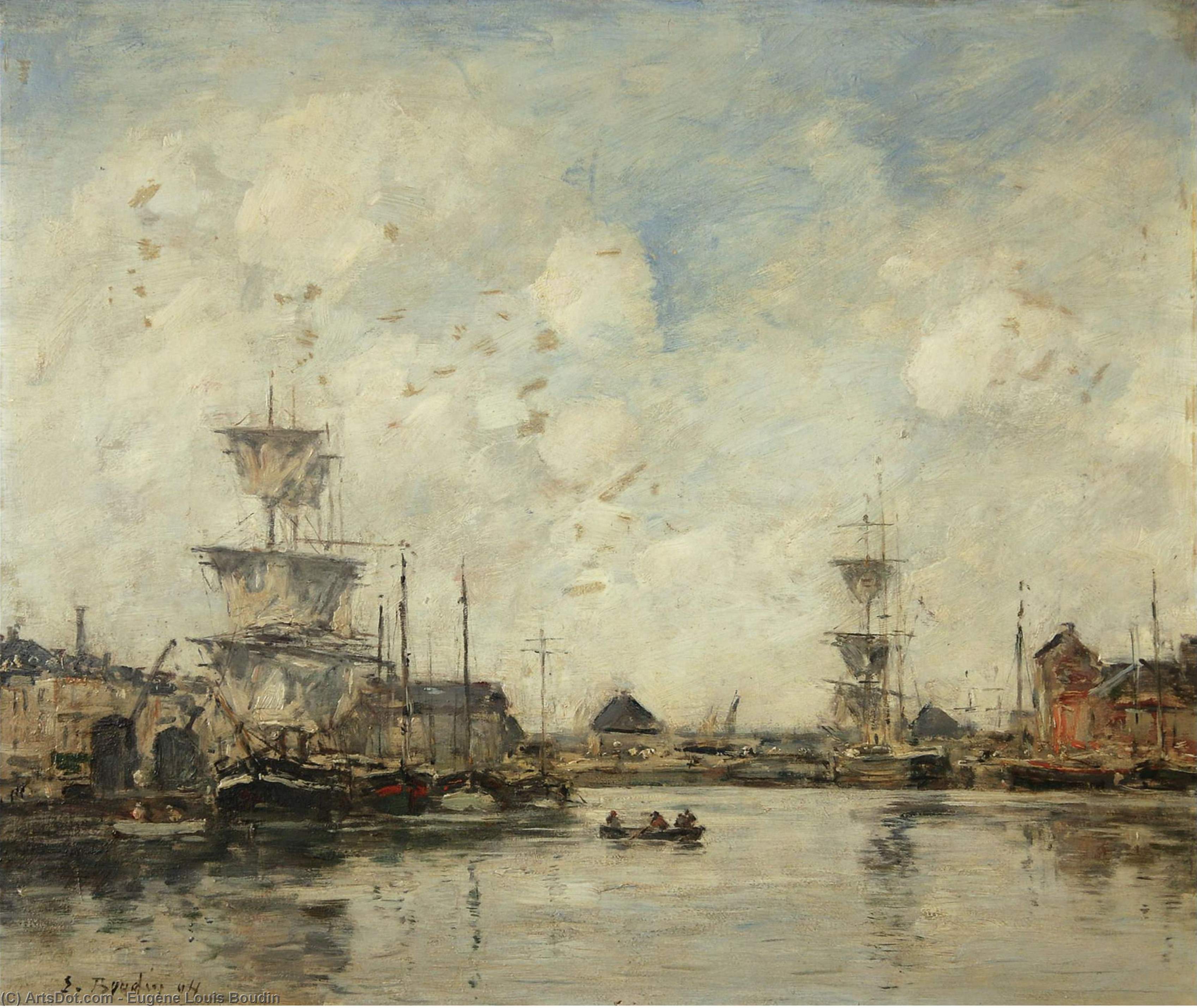 Buy Museum Art Reproductions Fecamp, the Harbor, 1894 by Eugène Louis Boudin (1824-1898, France) | ArtsDot.com