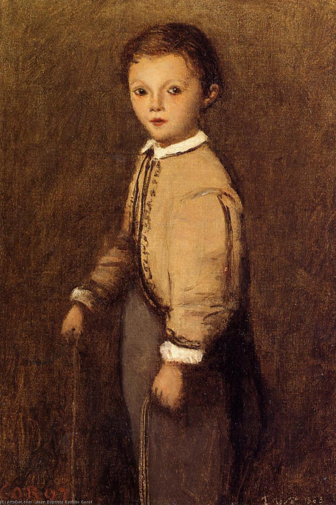 Order Art Reproductions Fernand Corot, the Painter`s Grand Nephew, at the Age of 4 and a Half Years, 1863 by Jean Baptiste Camille Corot (1796-1875, France) | ArtsDot.com