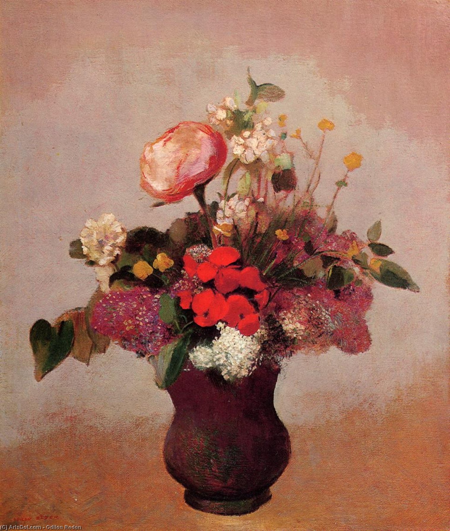 Buy Museum Art Reproductions Flowers in aa Brown Vase, 1904 by Odilon Redon (1840-1916, France) | ArtsDot.com