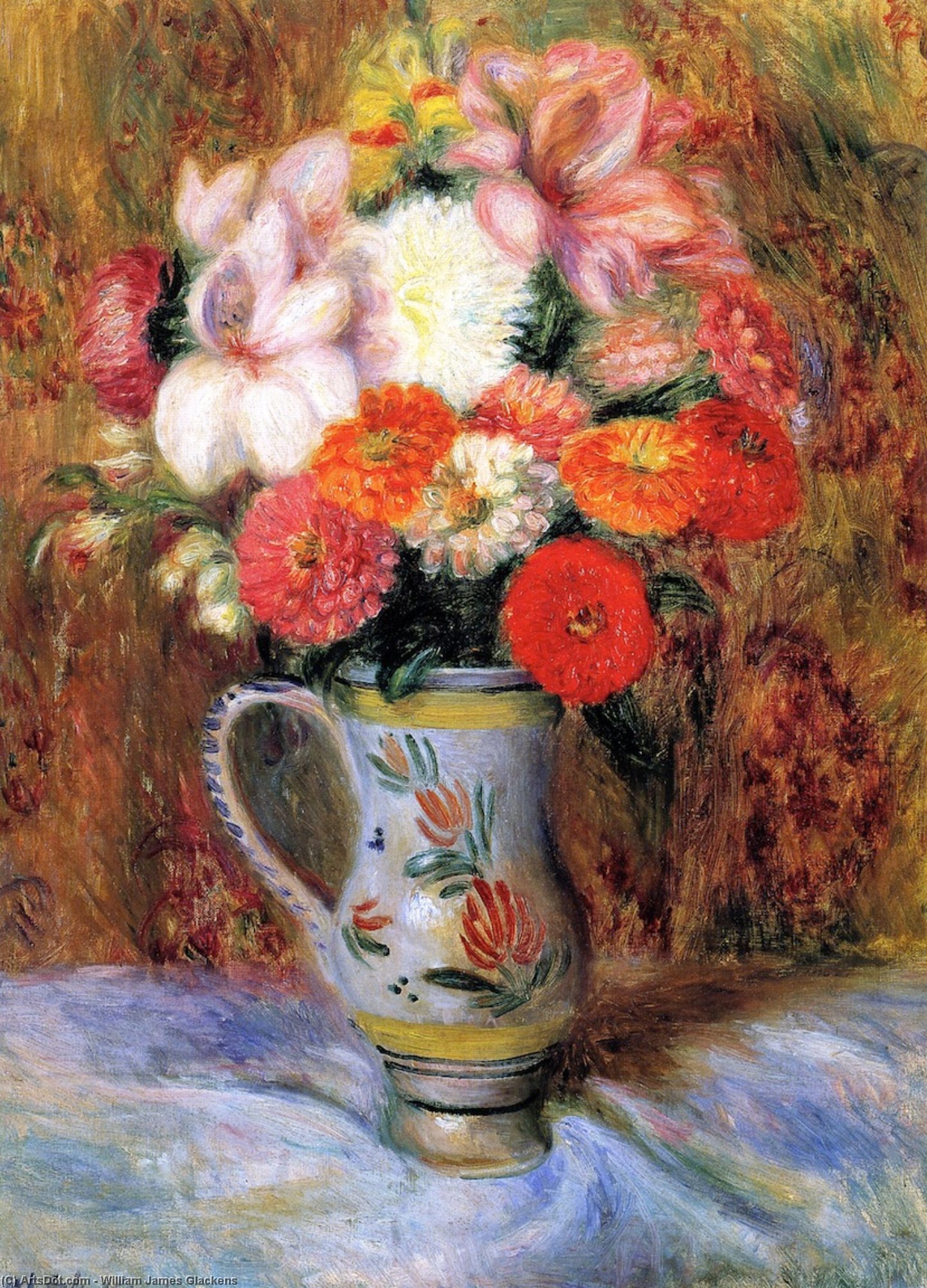 Order Oil Painting Replica Flowers in a Quimper Pitcher, 1930 by William James Glackens (1870-1938, United States) | ArtsDot.com