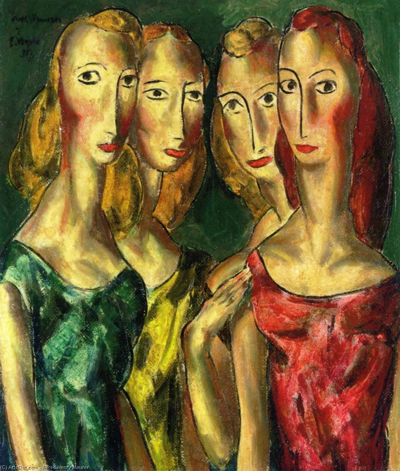 Order Oil Painting Replica Four Sisters, 1931 by Alfred Henry Maurer (1868-1932, United States) | ArtsDot.com