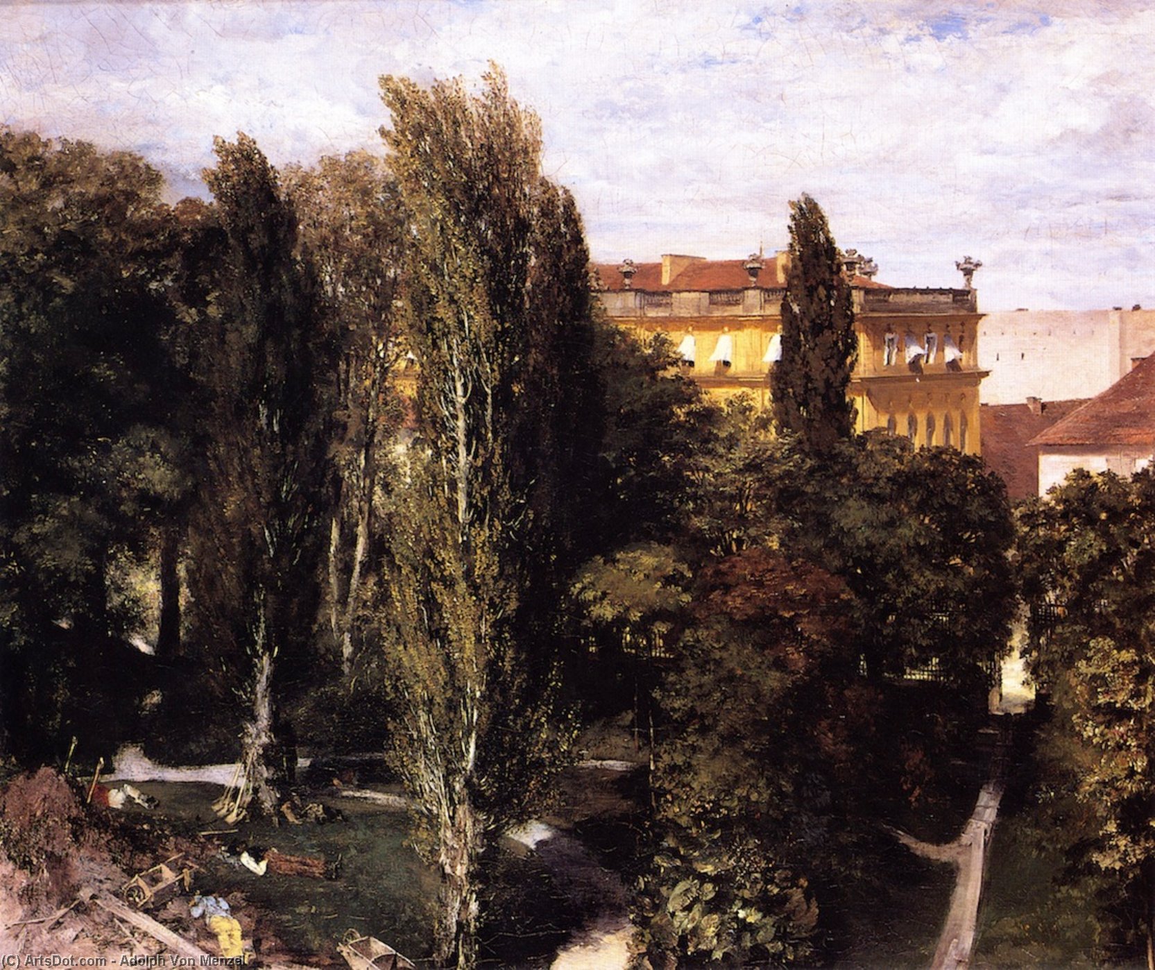 Order Oil Painting Replica Garden of Prince Albert`s Palace, 1876 by Adolph Menzel | ArtsDot.com