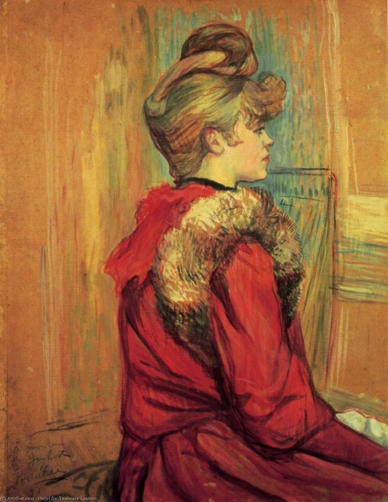 Order Oil Painting Replica Girl in aa Fur, Mademoiselle Jeanne Fontaine, 1891 by Henri De Toulouse Lautrec (1864-1901, France) | ArtsDot.com
