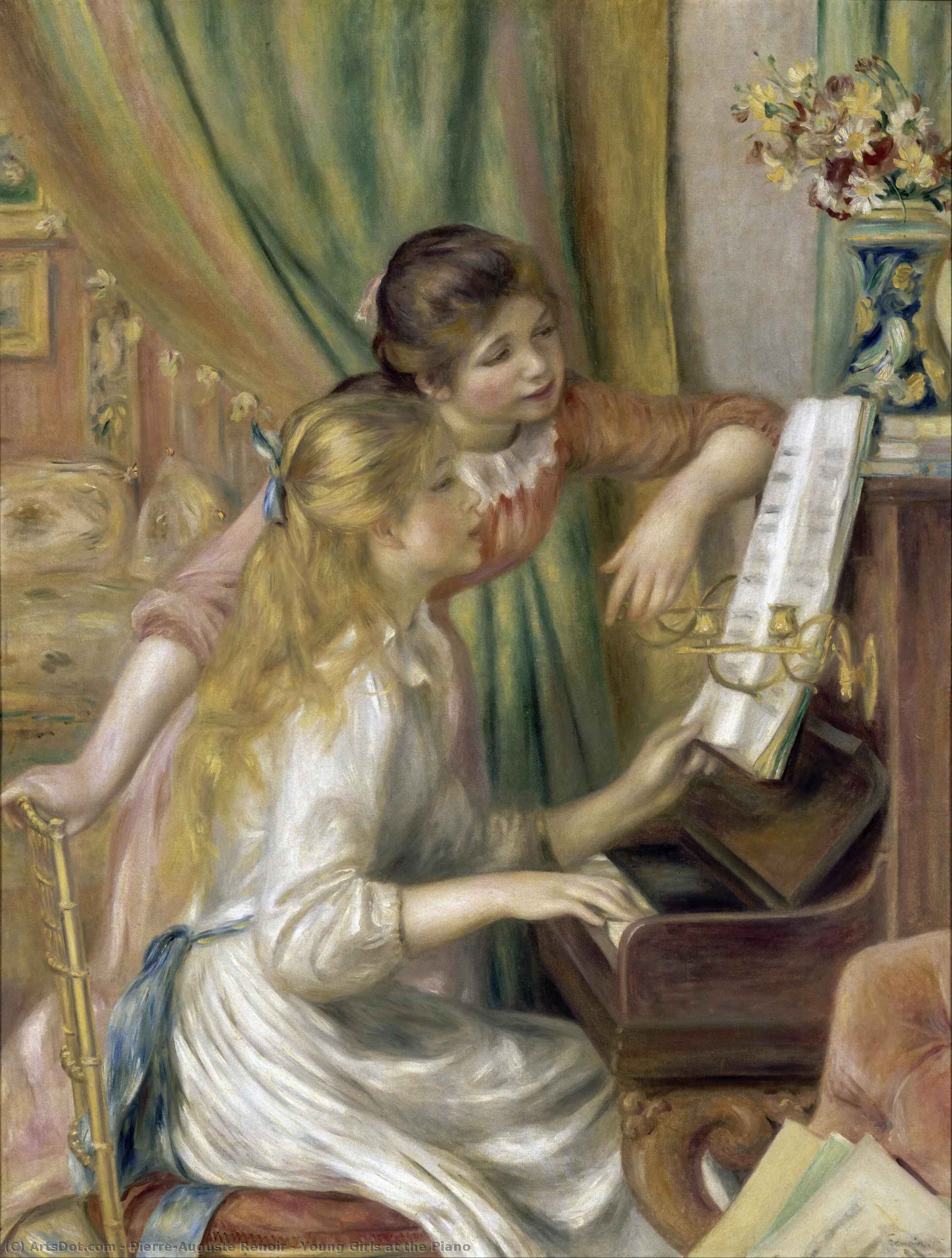Bestellen Gemälde Reproduktionen Junge Mädchen im Klavier, 1892 von Pierre-Auguste Renoir (1841-1919, France) | ArtsDot.com