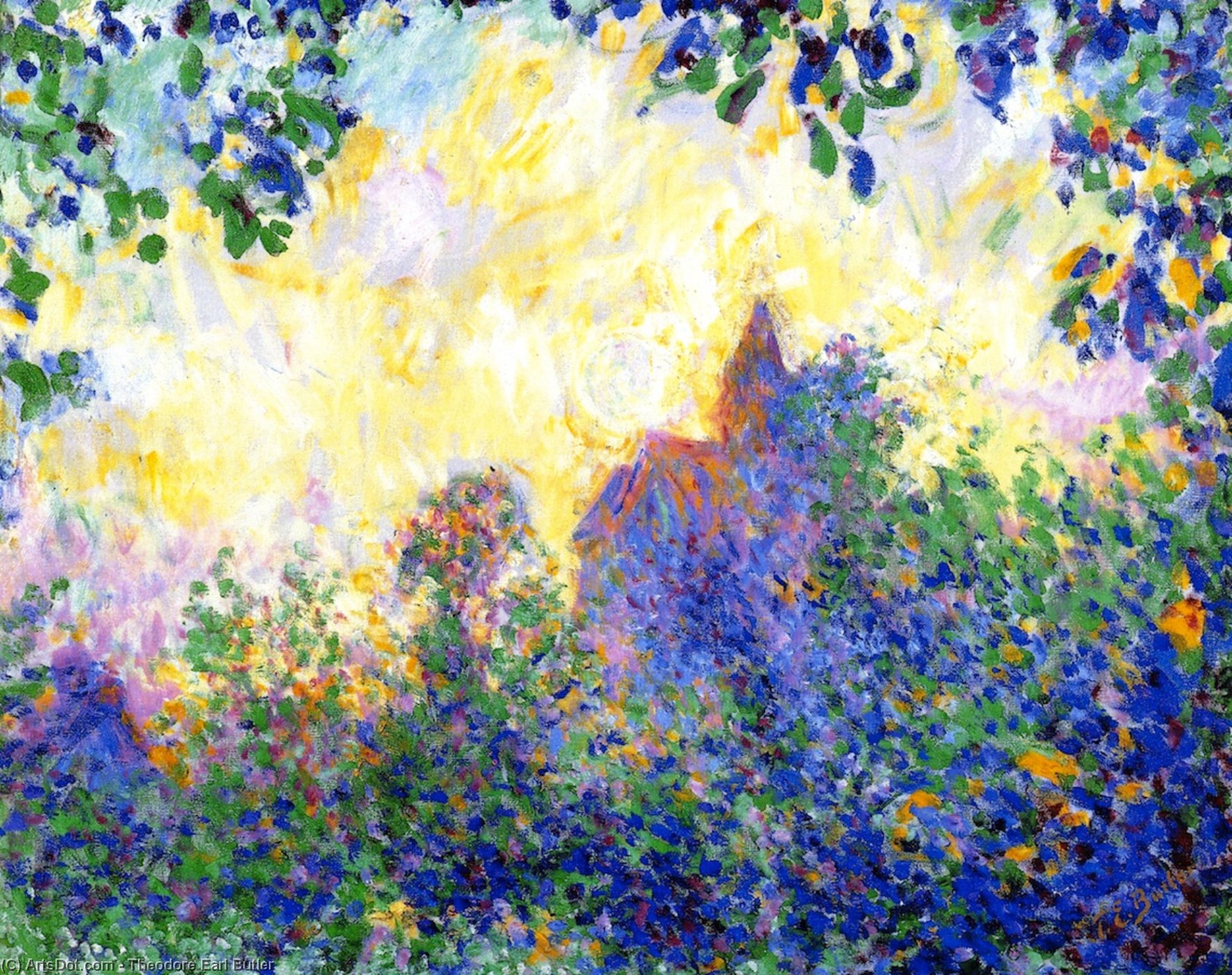 Order Artwork Replica Giverny Church, Sunset, 1910 by Theodore Earl Butler (1861-1936, United States) | ArtsDot.com