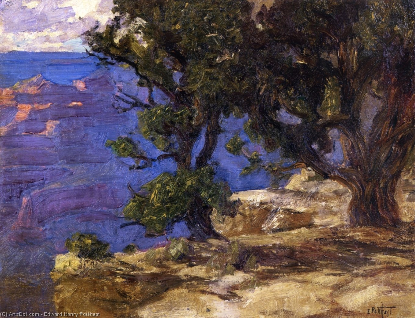 Buy Museum Art Reproductions Grand Canyon Trees and Rocks by Edward Henry Potthast (1857-1927, United States) | ArtsDot.com