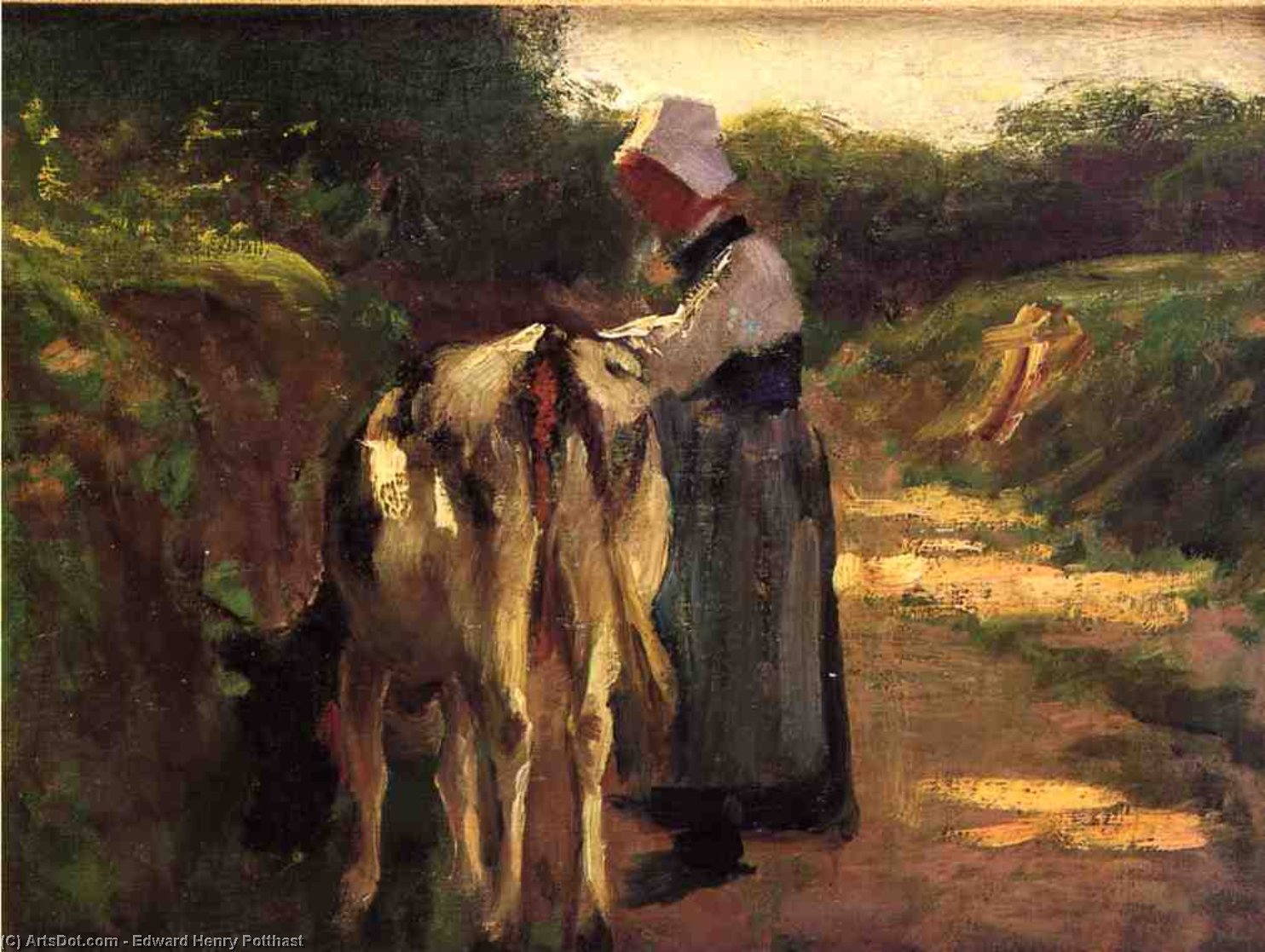 Buy Museum Art Reproductions Grazing by the Roadside by Edward Henry Potthast (1857-1927, United States) | ArtsDot.com