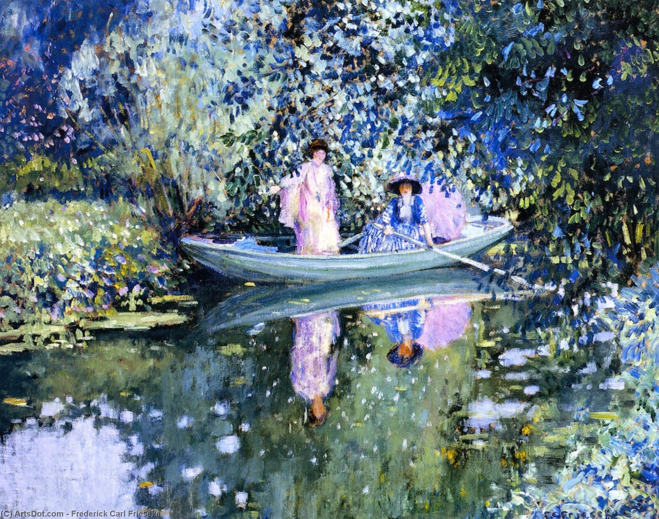 Buy Museum Art Reproductions Grey Day on the River (also known as Two Ladies in a Boat), 1908 by Frederick Carl Frieseke (1874-1939, United States) | ArtsDot.com