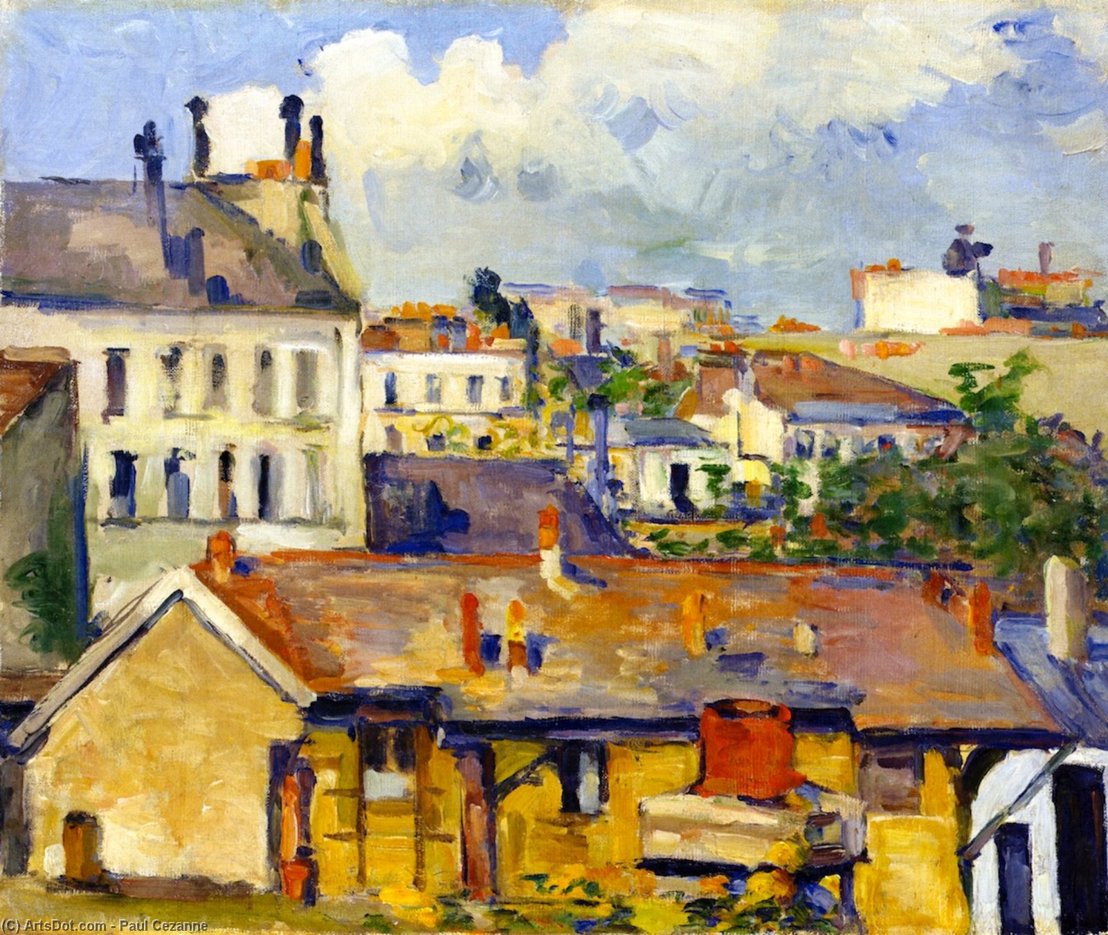 Buy Museum Art Reproductions Group of Houses (also known as Roofs), 1876 by Paul Cezanne (1839-1906, France) | ArtsDot.com