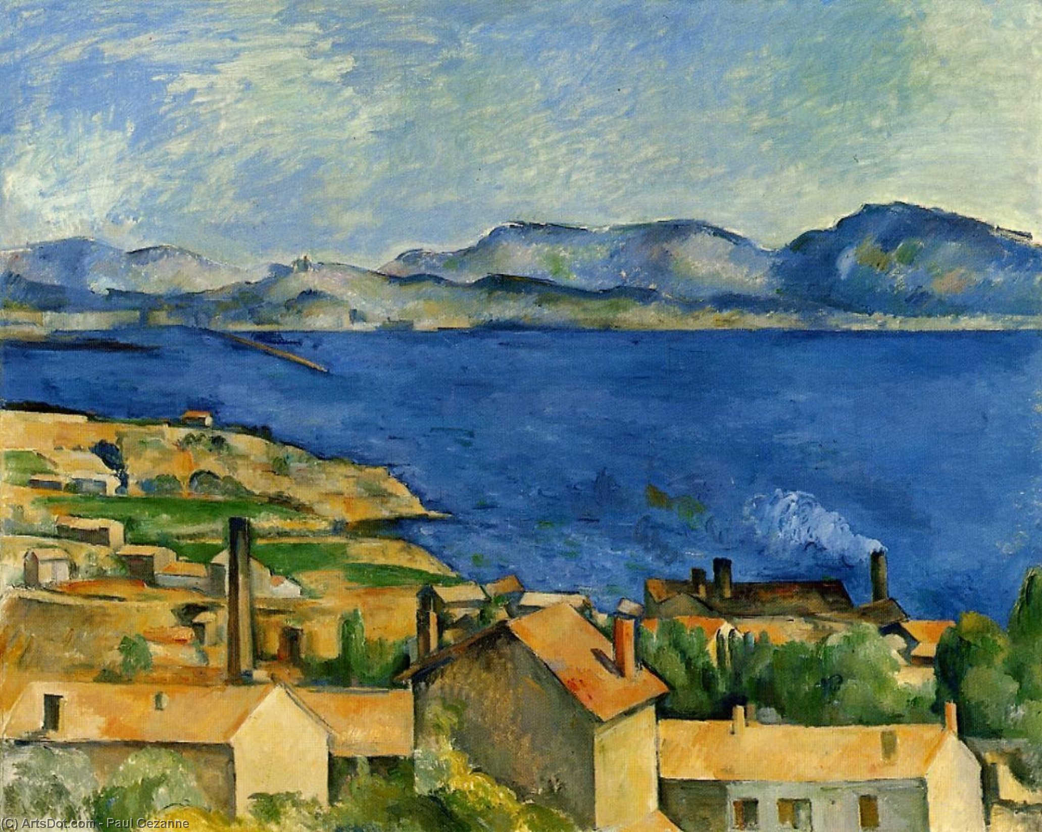 Buy Museum Art Reproductions The Gulf of Marseille Seen from L`Estaque, 1885 by Paul Cezanne (1839-1906, France) | ArtsDot.com