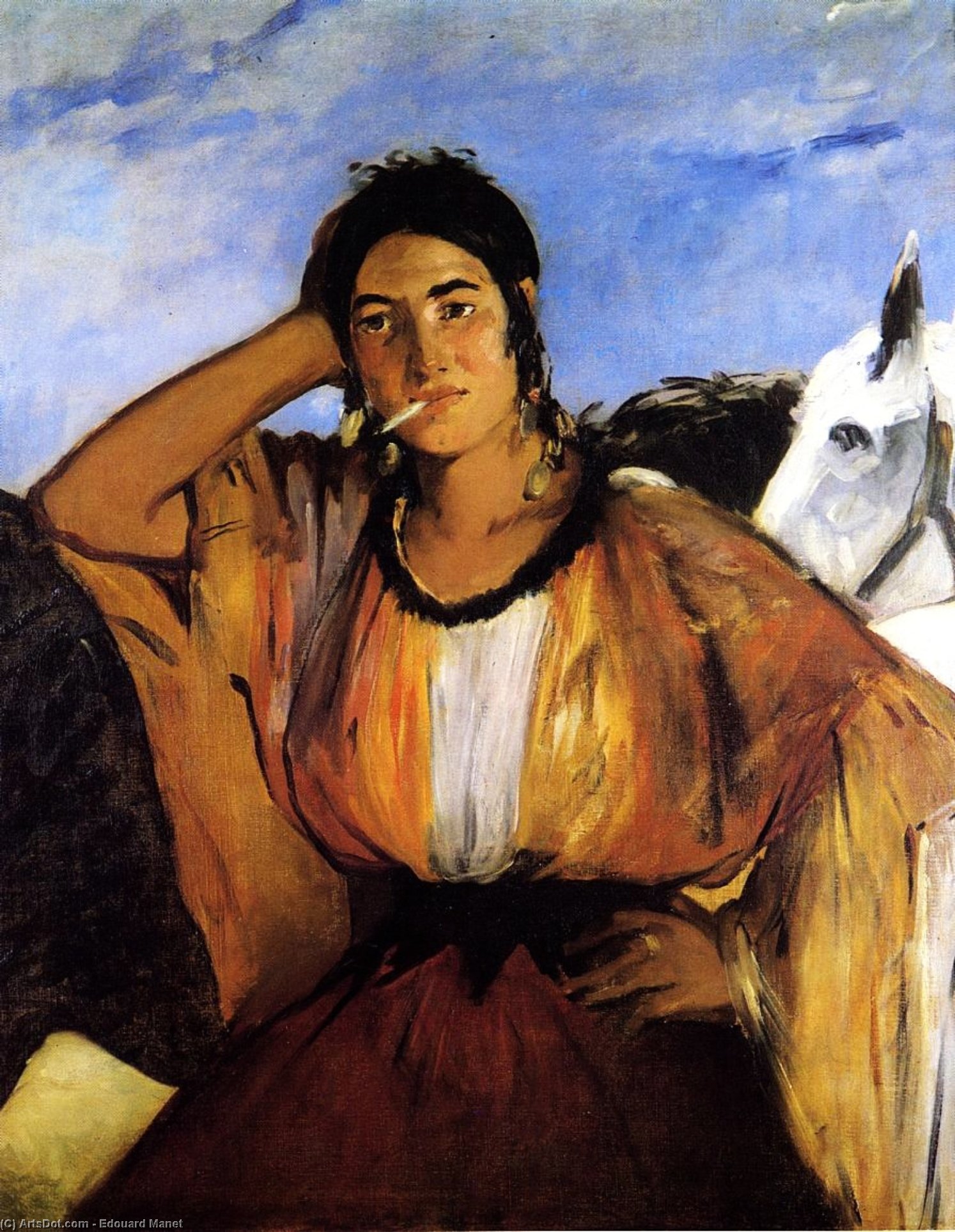 Order Art Reproductions Gypsy with Cigarette (also known as Indian Woman Smoking), 1862 by Edouard Manet (1832-1883, France) | ArtsDot.com