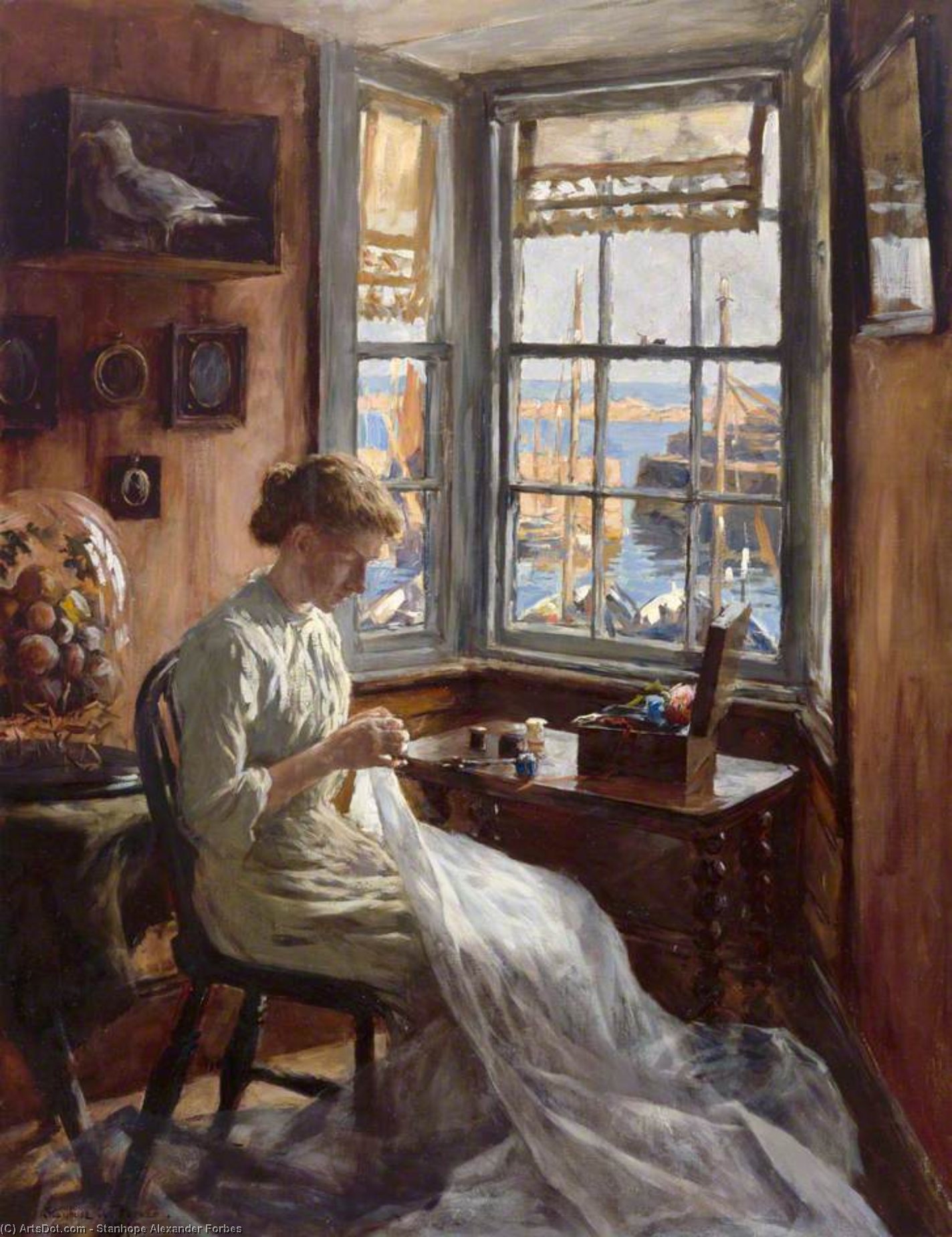 Order Art Reproductions The Harbour Window, 1910 by Stanhope Alexander Forbes (1857-1947, Ireland) | ArtsDot.com