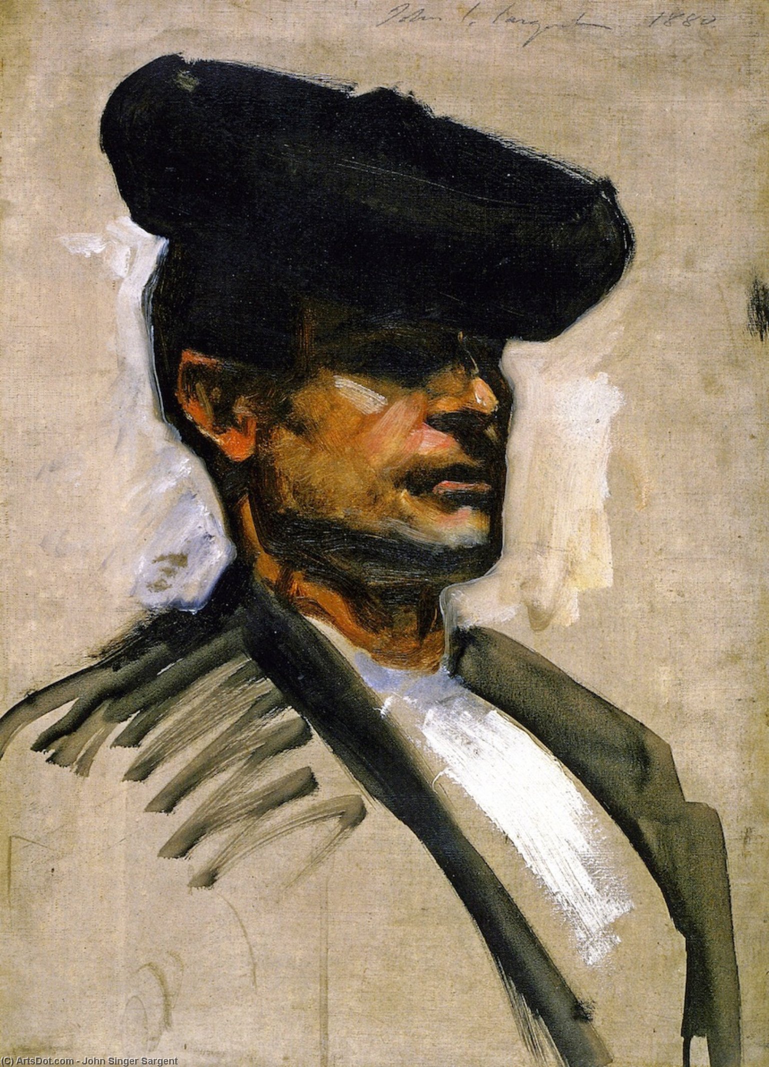 Order Paintings Reproductions Head of a Spanish Musician (sketch), 1880 by John Singer Sargent (1856-1925, Italy) | ArtsDot.com