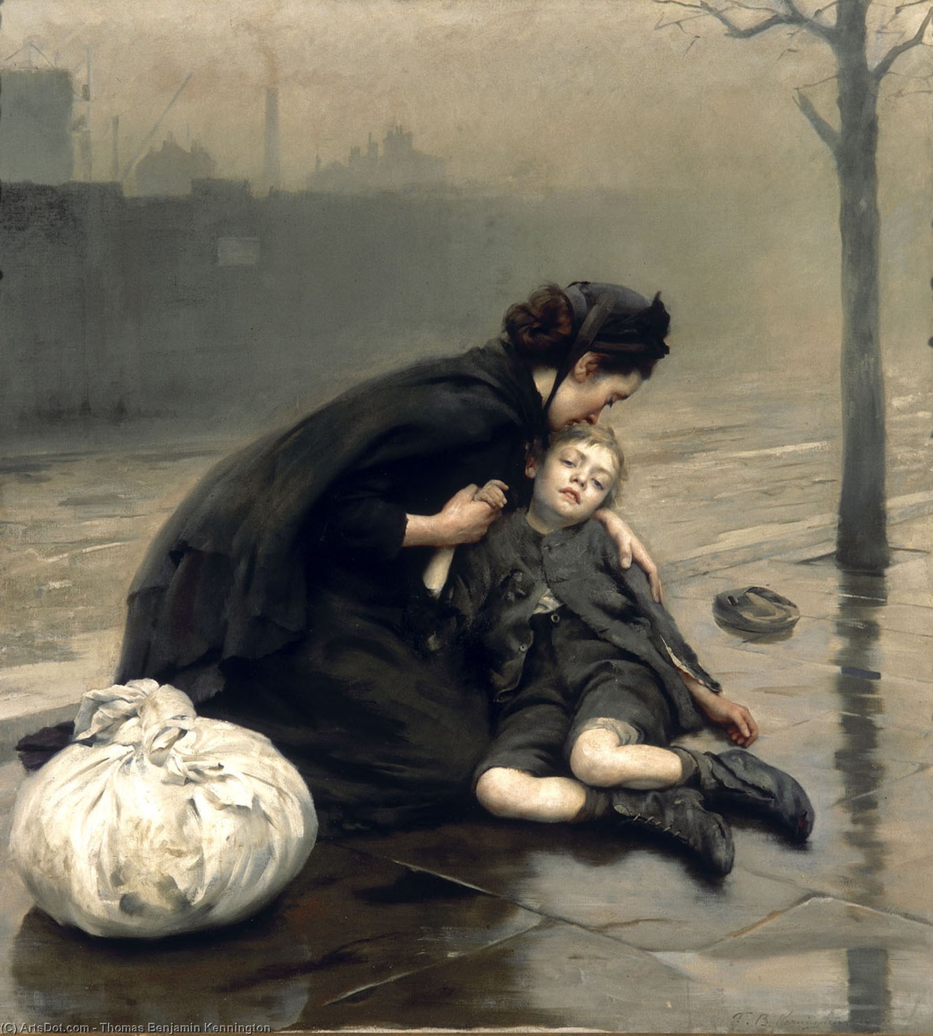 Buy Museum Art Reproductions Homeless, 1890 by Thomas Benjamin Kennington (1856-1916, United Kingdom) | ArtsDot.com