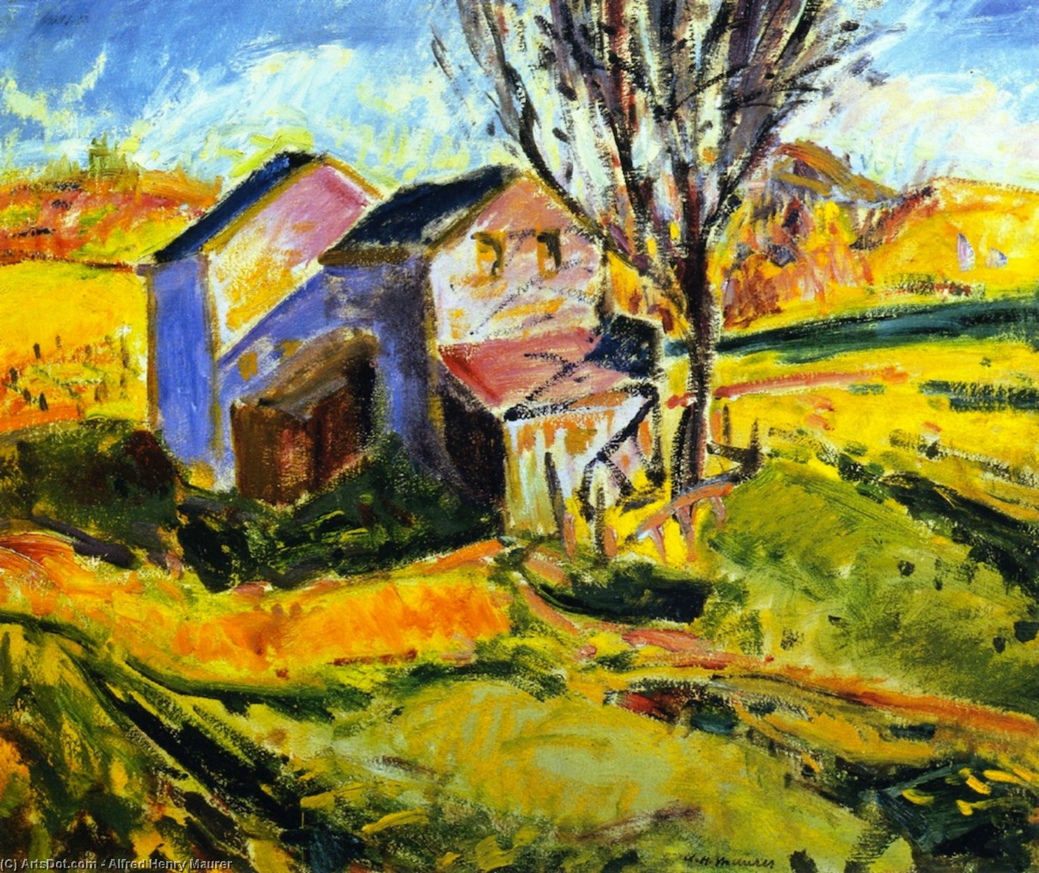 Order Oil Painting Replica House in a Landscape, 1912 by Alfred Henry Maurer (1868-1932, United States) | ArtsDot.com