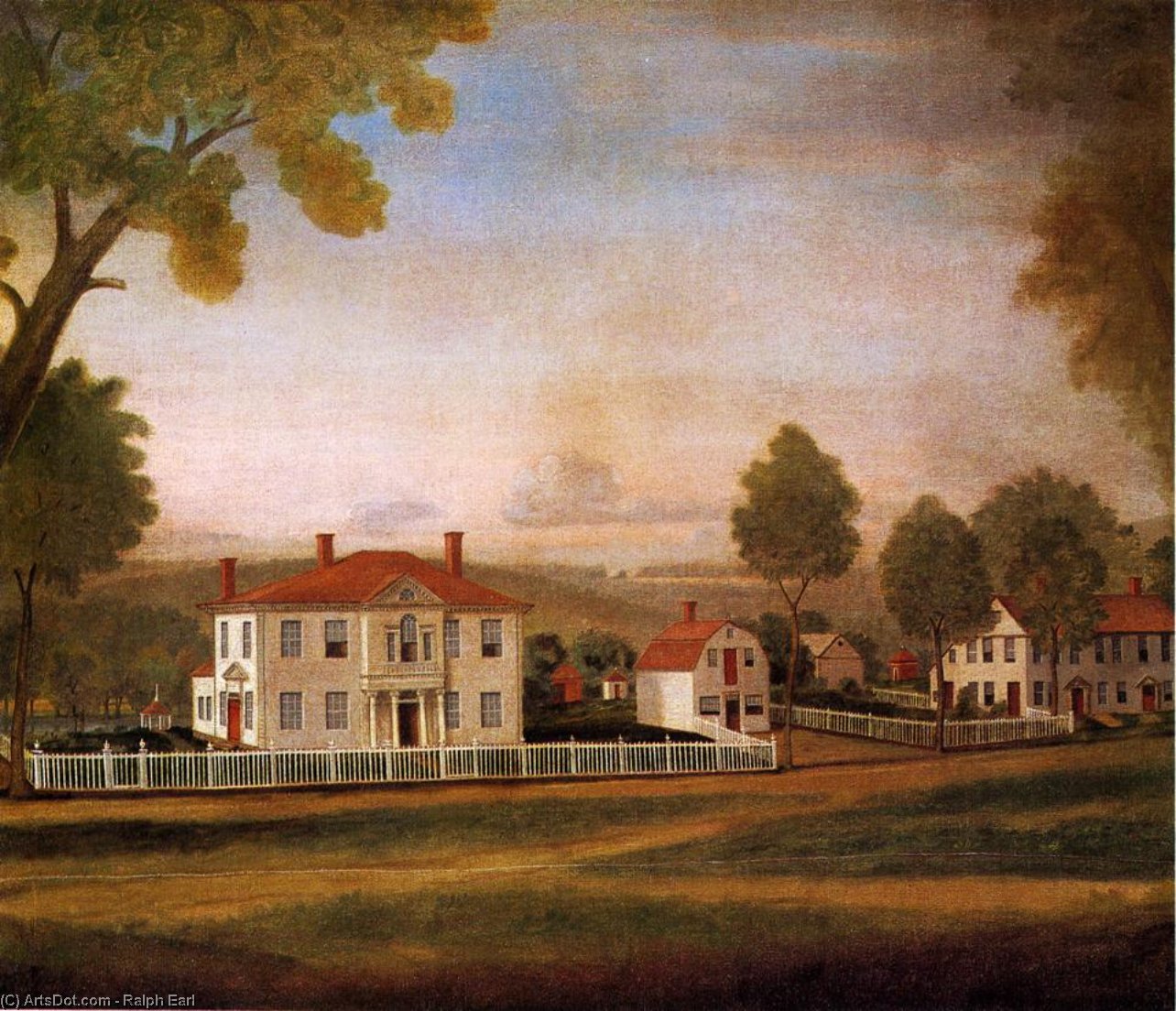 Order Artwork Replica Houses Fronting New Milford Green, 1796 by Ralph Earl (1751-1801, United States) | ArtsDot.com
