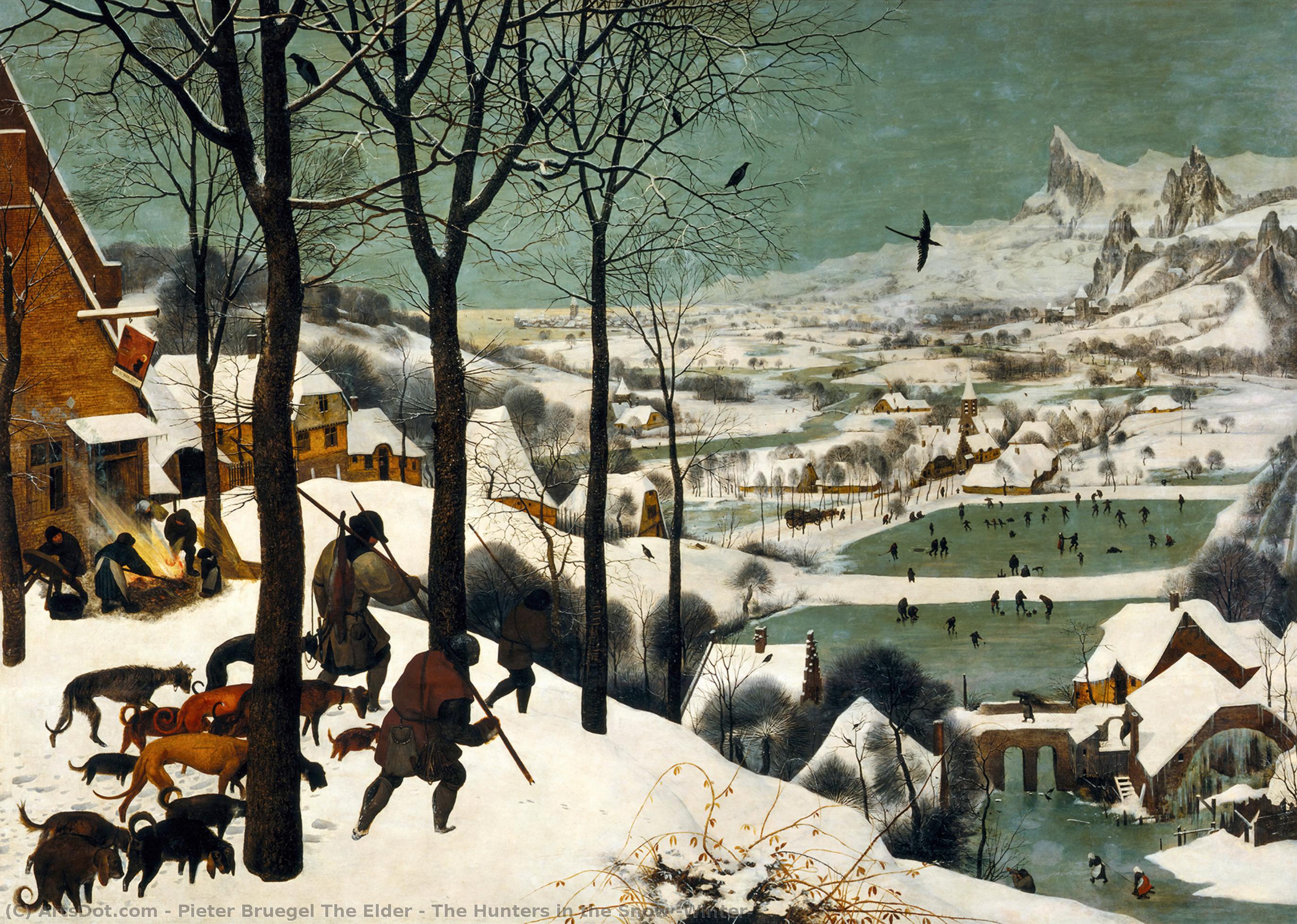 Order Oil Painting Replica The Hunters in the Snow (Winter), 1565 by Pieter Bruegel The Elder (1525-1569, Belgium) | ArtsDot.com