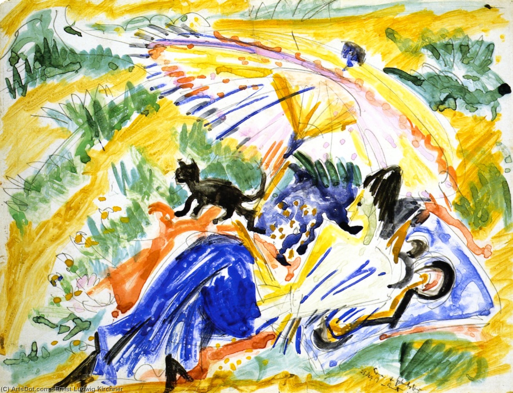 Order Art Reproductions Im Sonnenbad, 1919 by Ernst Ludwig Kirchner (1880-1938, Germany) | ArtsDot.com