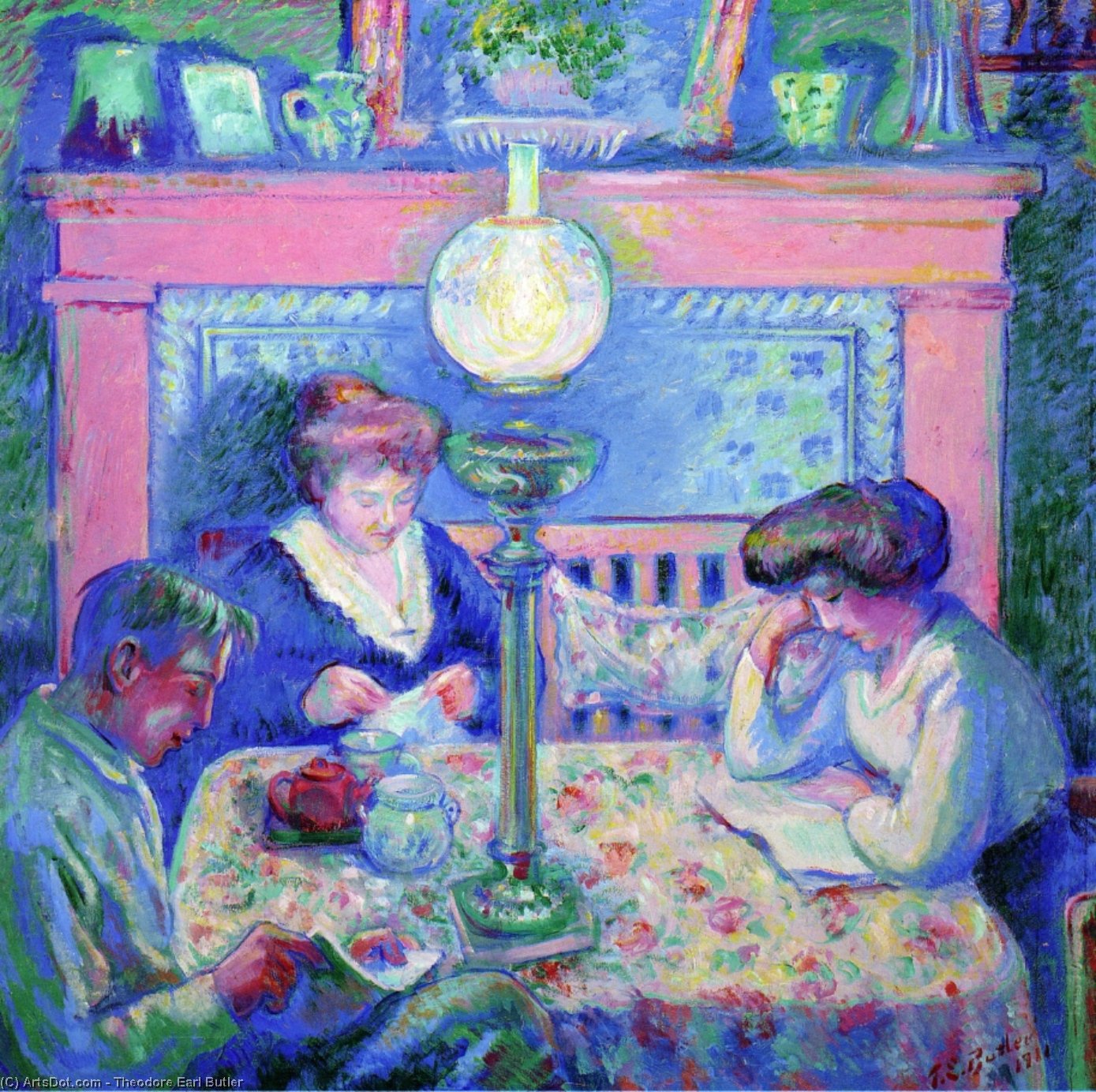 Buy Museum Art Reproductions Interior after Dinner, 1911 by Theodore Earl Butler (1861-1936, United States) | ArtsDot.com