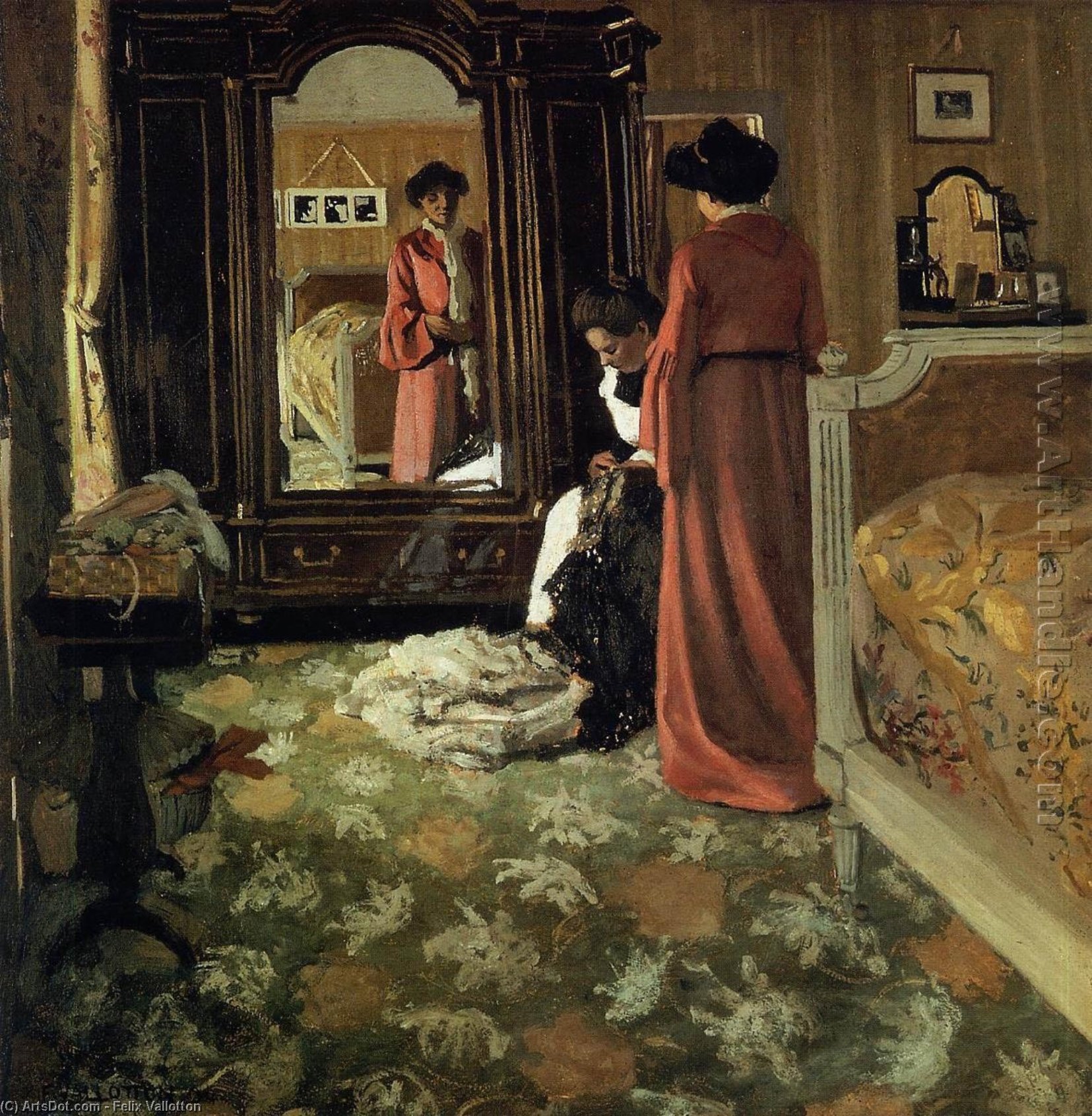 Order Art Reproductions Interior, Bedroom with Two Figures, 1904 by Felix Vallotton (1865-1925, Switzerland) | ArtsDot.com