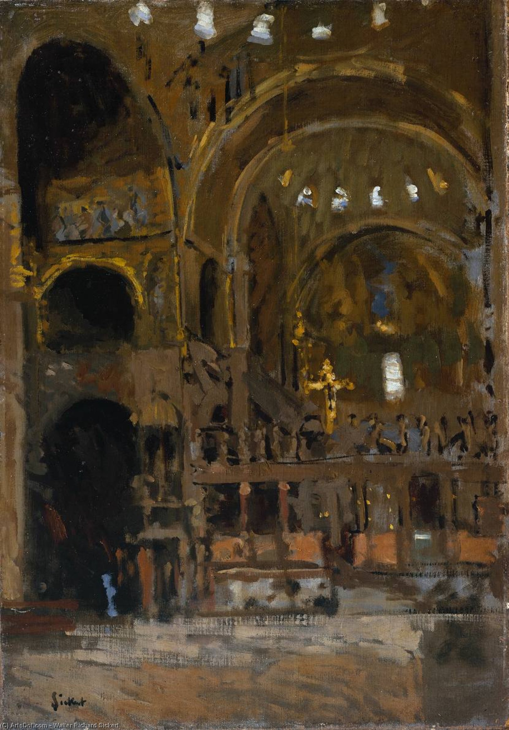 Order Paintings Reproductions Interior of St Mark`s, Venice, 1895 by Walter Richard Sickert (1860-1942, Germany) | ArtsDot.com