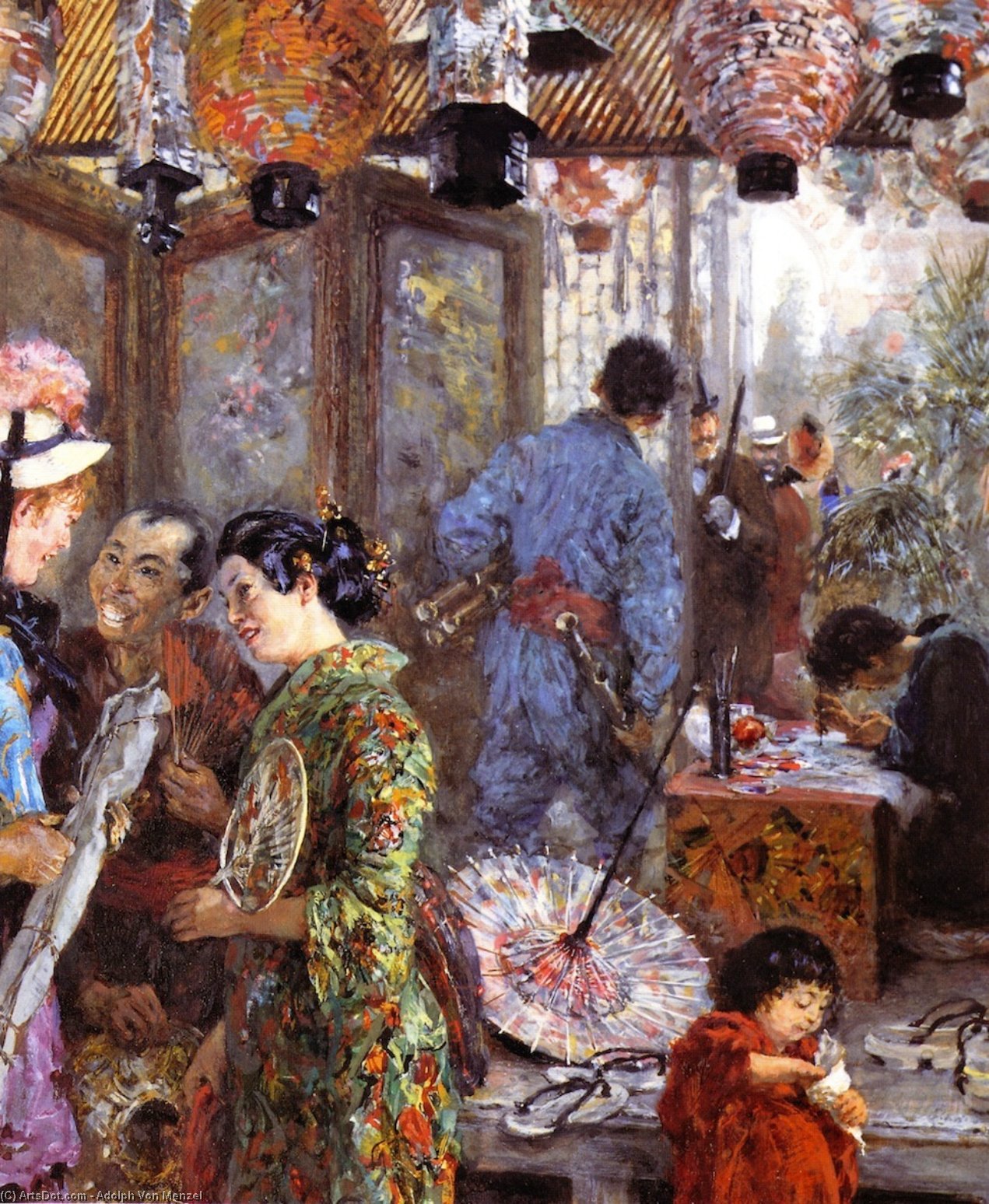 Order Oil Painting Replica Japanese Painter (also known as At the Japanese Exhibition), 1885 by Adolph Menzel | ArtsDot.com