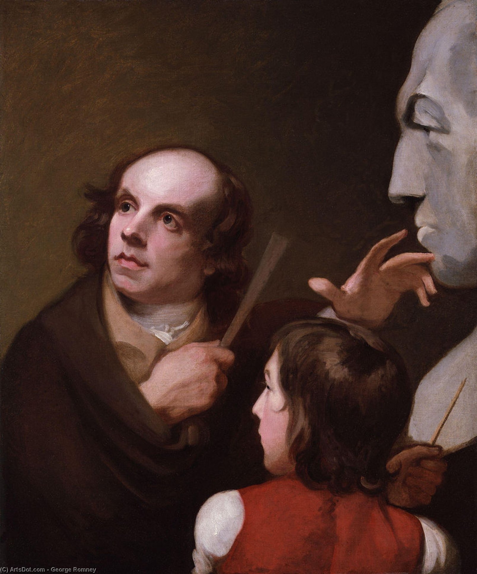 Achat Reproductions D'art John Flaxman et Thomas Alphonso Hayley de George Romney (1734-1802, United Kingdom) | ArtsDot.com