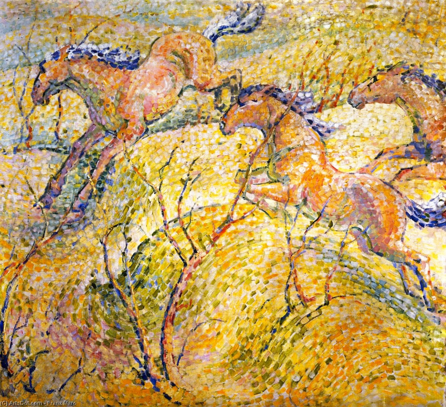 Buy Museum Art Reproductions Jumping Horses, 1910 by Franz Marc (1880-1916, Germany) | ArtsDot.com