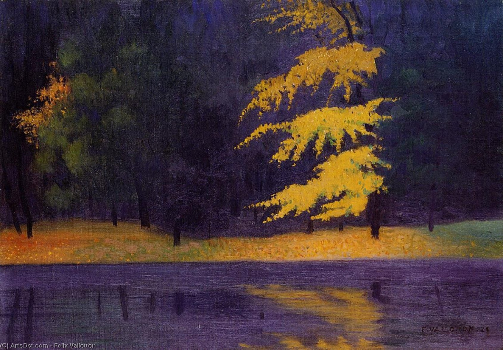 Order Paintings Reproductions The Lake in the Bois de Boulogne, 1921 by Felix Vallotton (1865-1925, Switzerland) | ArtsDot.com