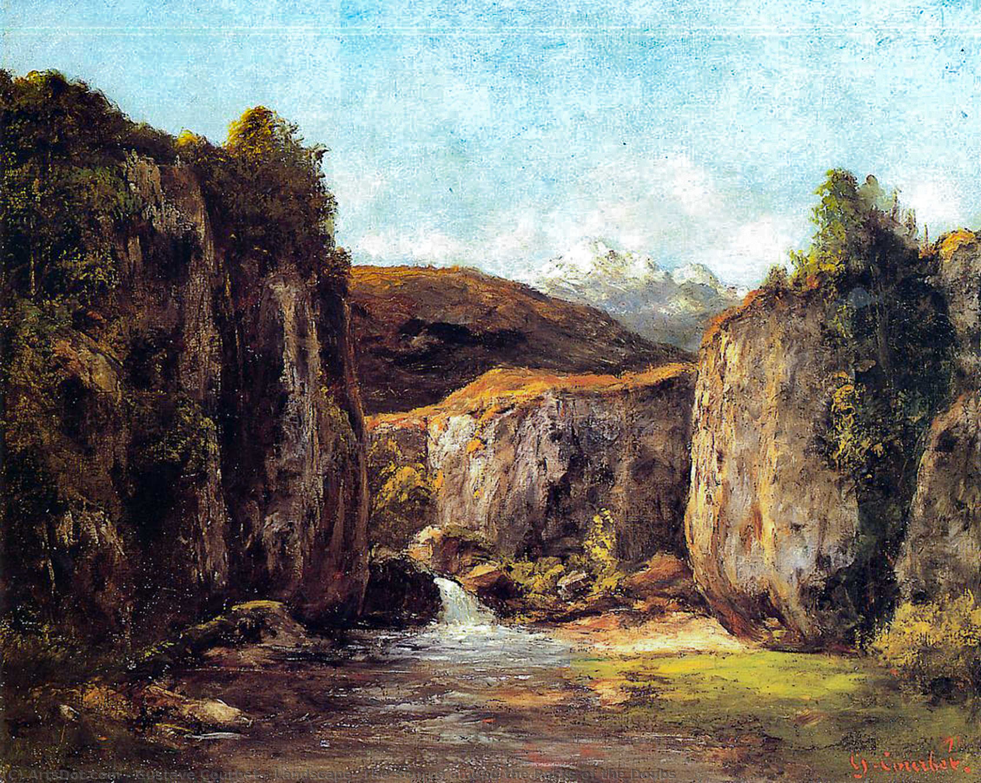 Pedir Reproducciones De Arte Paisaje: La Fuente entre las Rocas de los Doubs, 1871 de Gustave Courbet (1819-1877, France) | ArtsDot.com