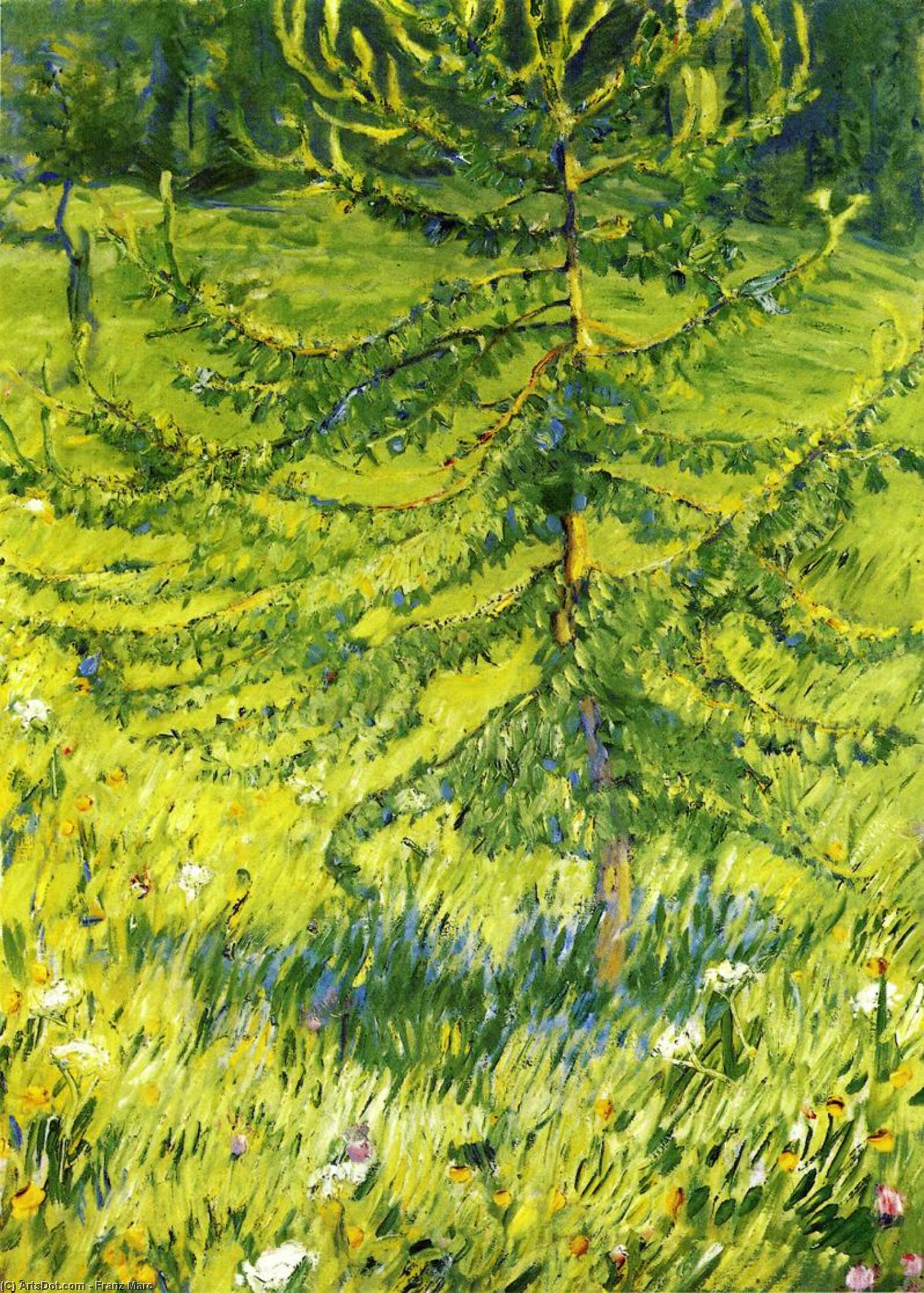 Buy Museum Art Reproductions Larch Sapling (also known as Larch Sapling in a Forest Glade), 1908 by Franz Marc (1880-1916, Germany) | ArtsDot.com