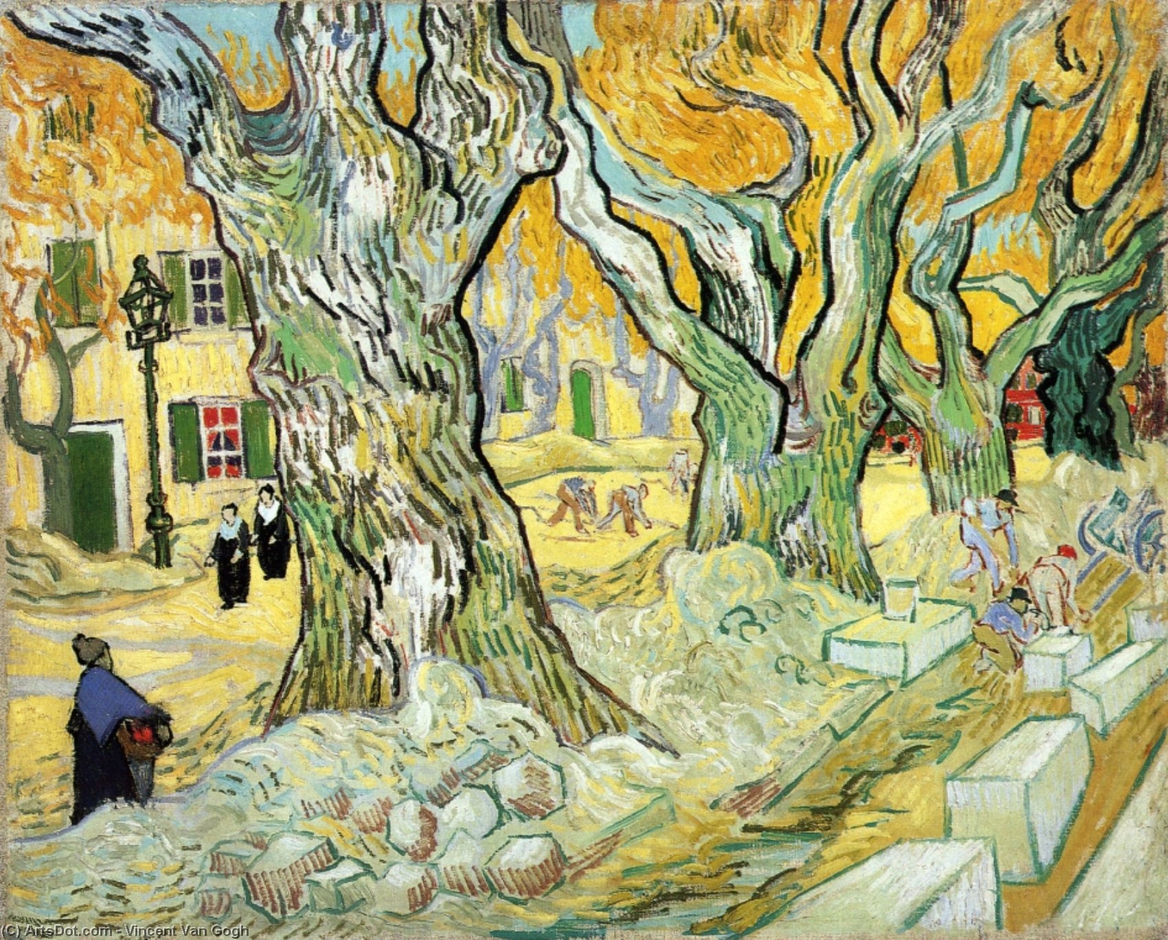 Order Paintings Reproductions Large Plane Trees (also known as The Road Menders), 1889 by Vincent Van Gogh (1853-1890, Netherlands) | ArtsDot.com