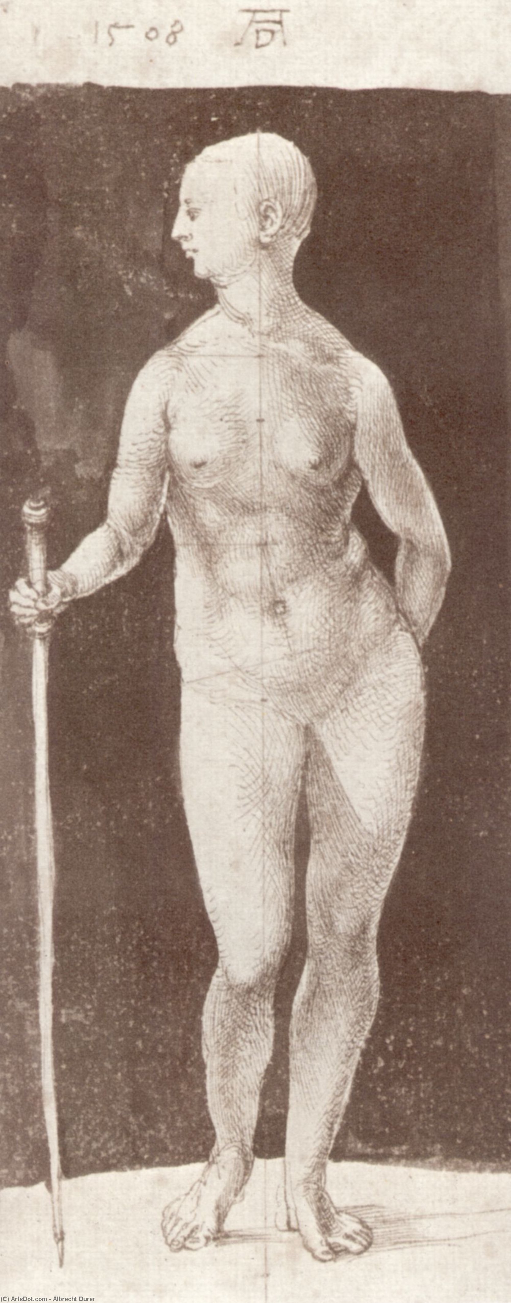 Buy Museum Art Reproductions Standing female nude with baton in the right by Albrecht Durer (1471-1528, Italy) | ArtsDot.com