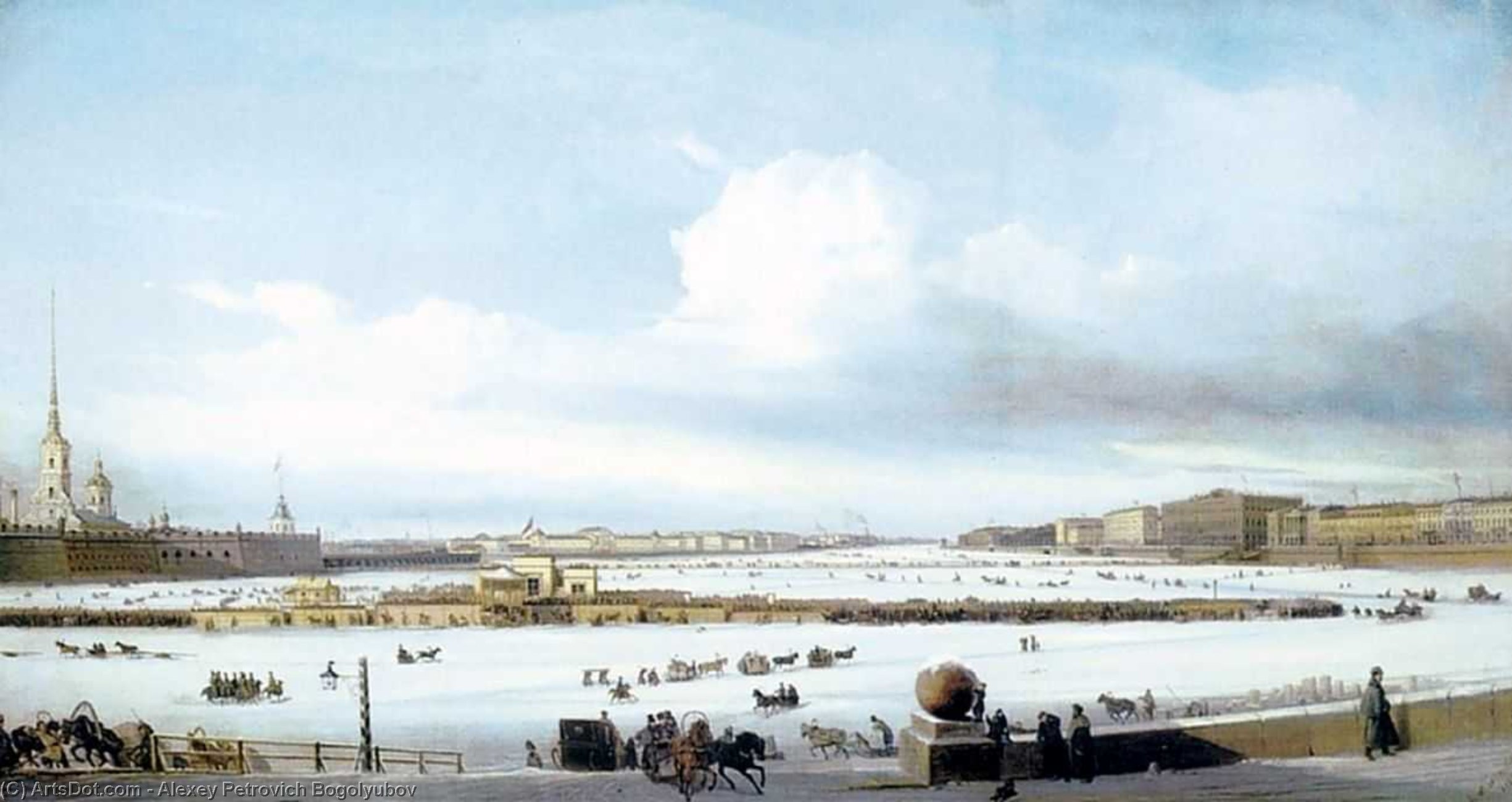Buy Museum Art Reproductions Riding on Neva river, 1854 by Alexey Petrovich Bogolyubov | ArtsDot.com