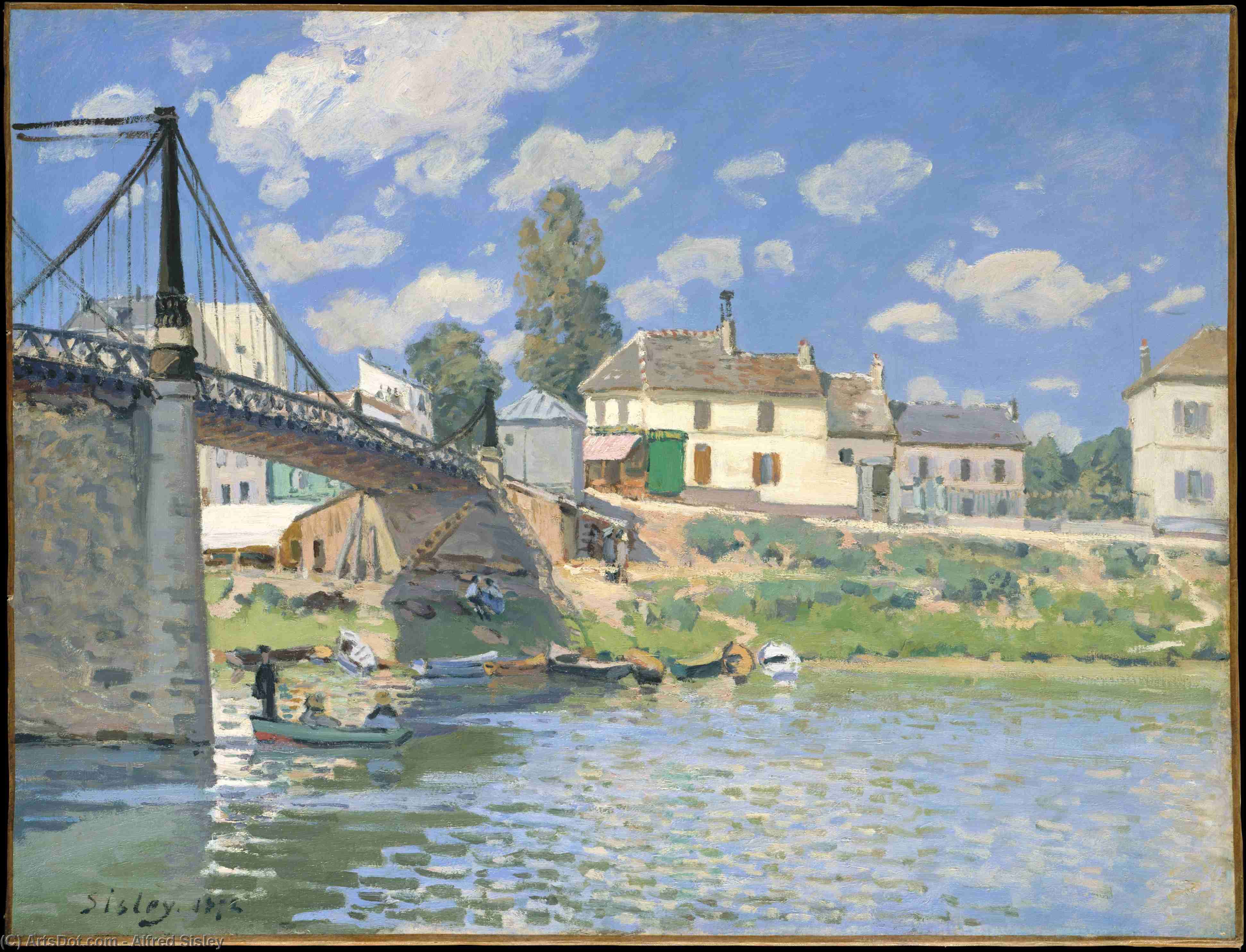 Order Paintings Reproductions Bridge at Villeneuve-la-Garenne, 1872 by Alfred Sisley (1839-1899, France) | ArtsDot.com