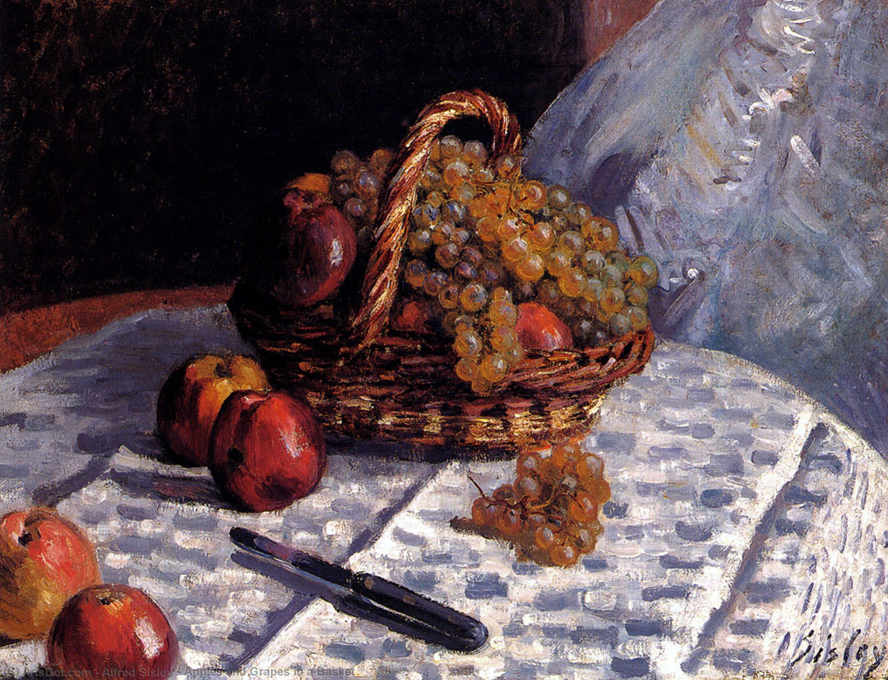 Buy Museum Art Reproductions Apples and Grapes in a Basket, 1876 by Alfred Sisley (1839-1899, France) | ArtsDot.com