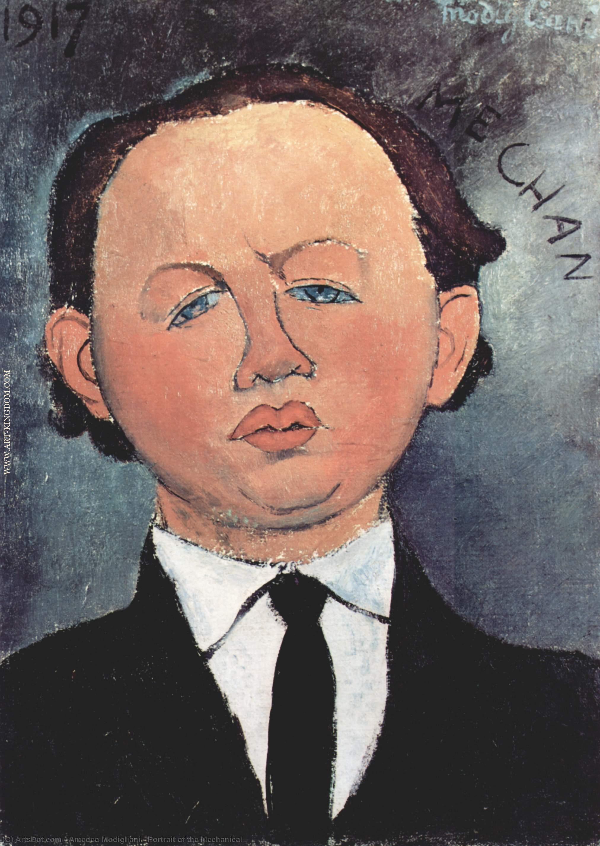 Order Oil Painting Replica Portrait of the Mechanical, 1917 by Amedeo Modigliani | ArtsDot.com