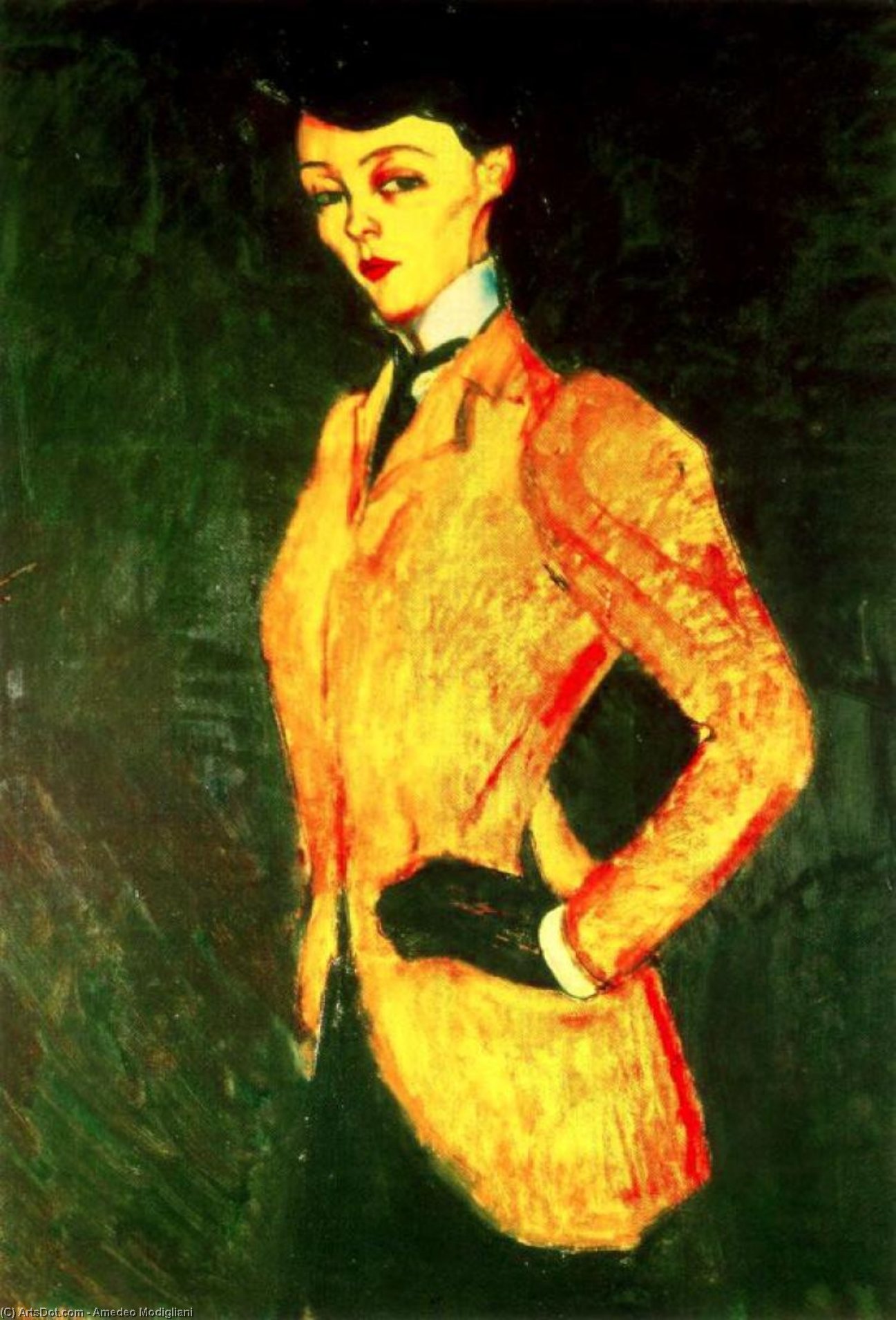 Order Art Reproductions Woman in yellow jacket (Amazon), 1909 by Amedeo Modigliani | ArtsDot.com