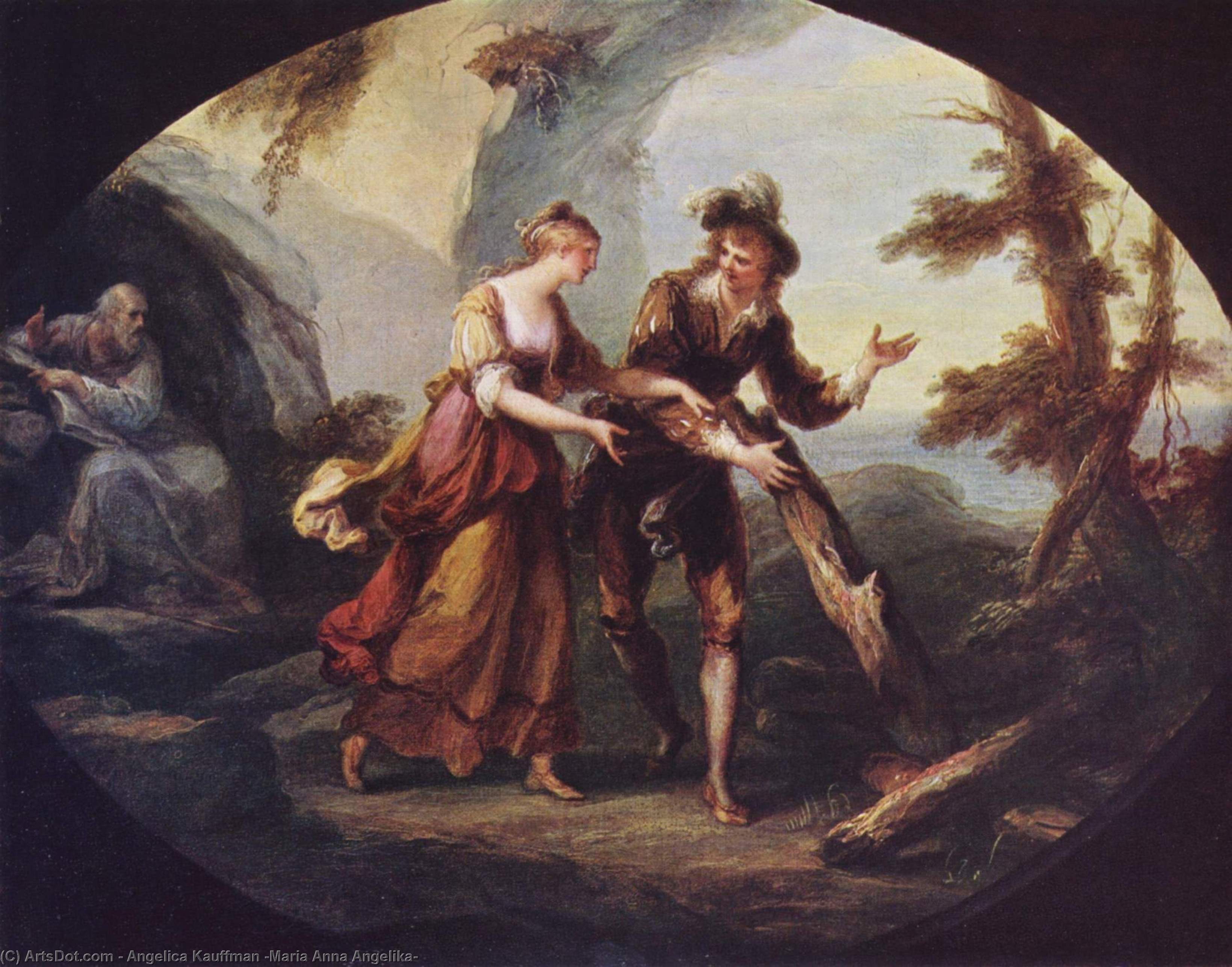 Order Artwork Replica Scene with Miranda and Ferdinand, 1782 by Angelica Kauffman (Maria Anna Angelika) | ArtsDot.com