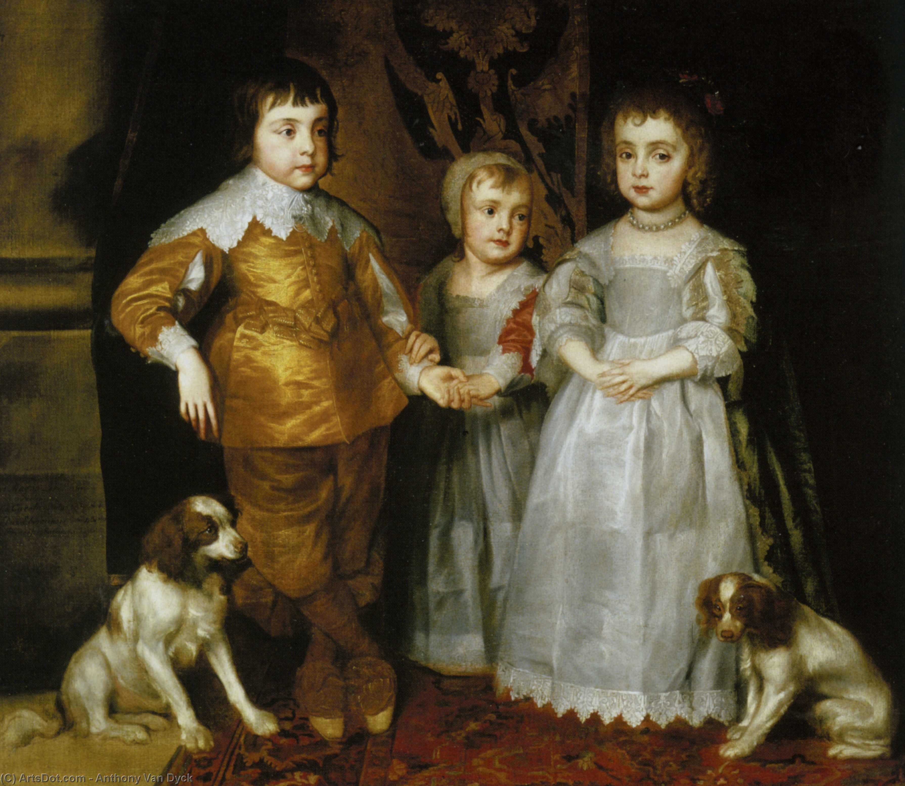 Buy Museum Art Reproductions Portrait of the Three Eldest Children of Charles I by Anthony Van Dyck (1599-1641, Belgium) | ArtsDot.com