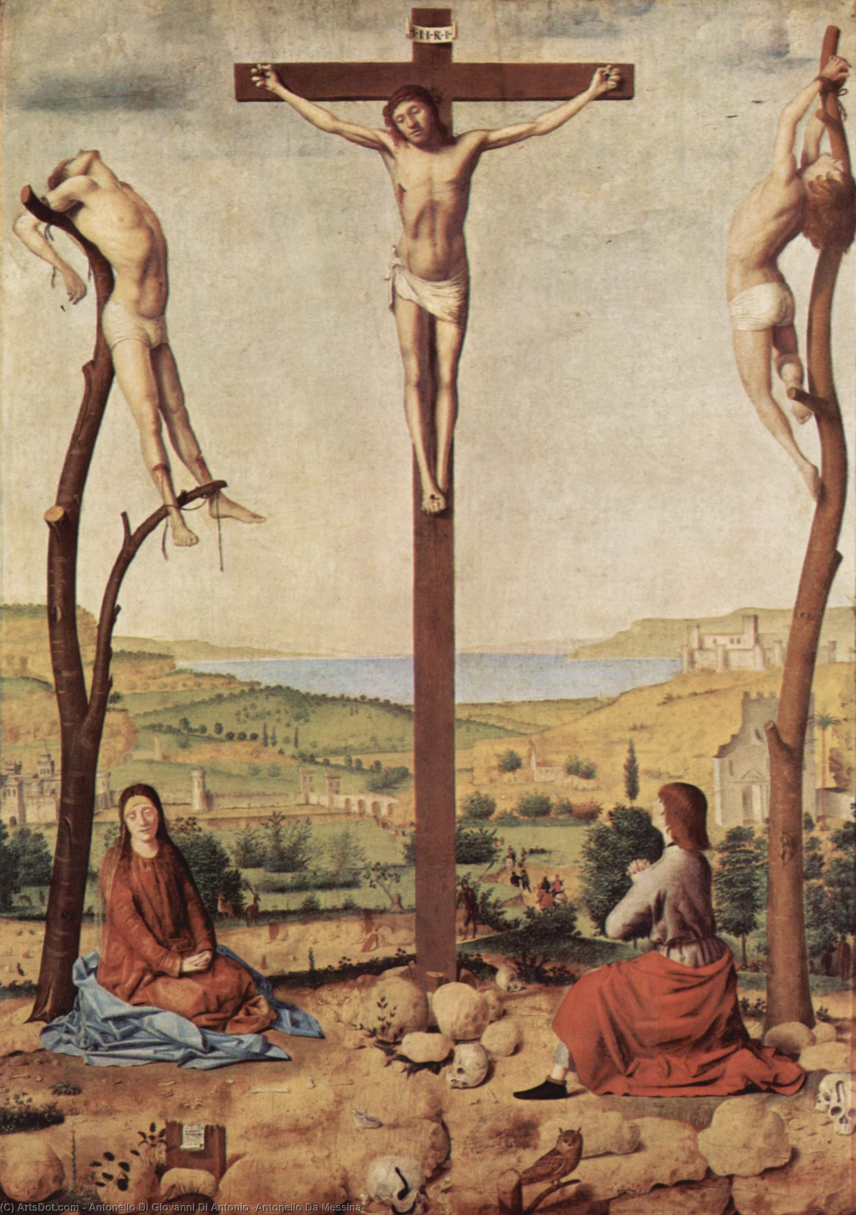 Buy Museum Art Reproductions Crucifixion, 1475 by Antonello Di Giovanni Di Antonio (Antonello Da Messina) (1430-1479, Italy) | ArtsDot.com