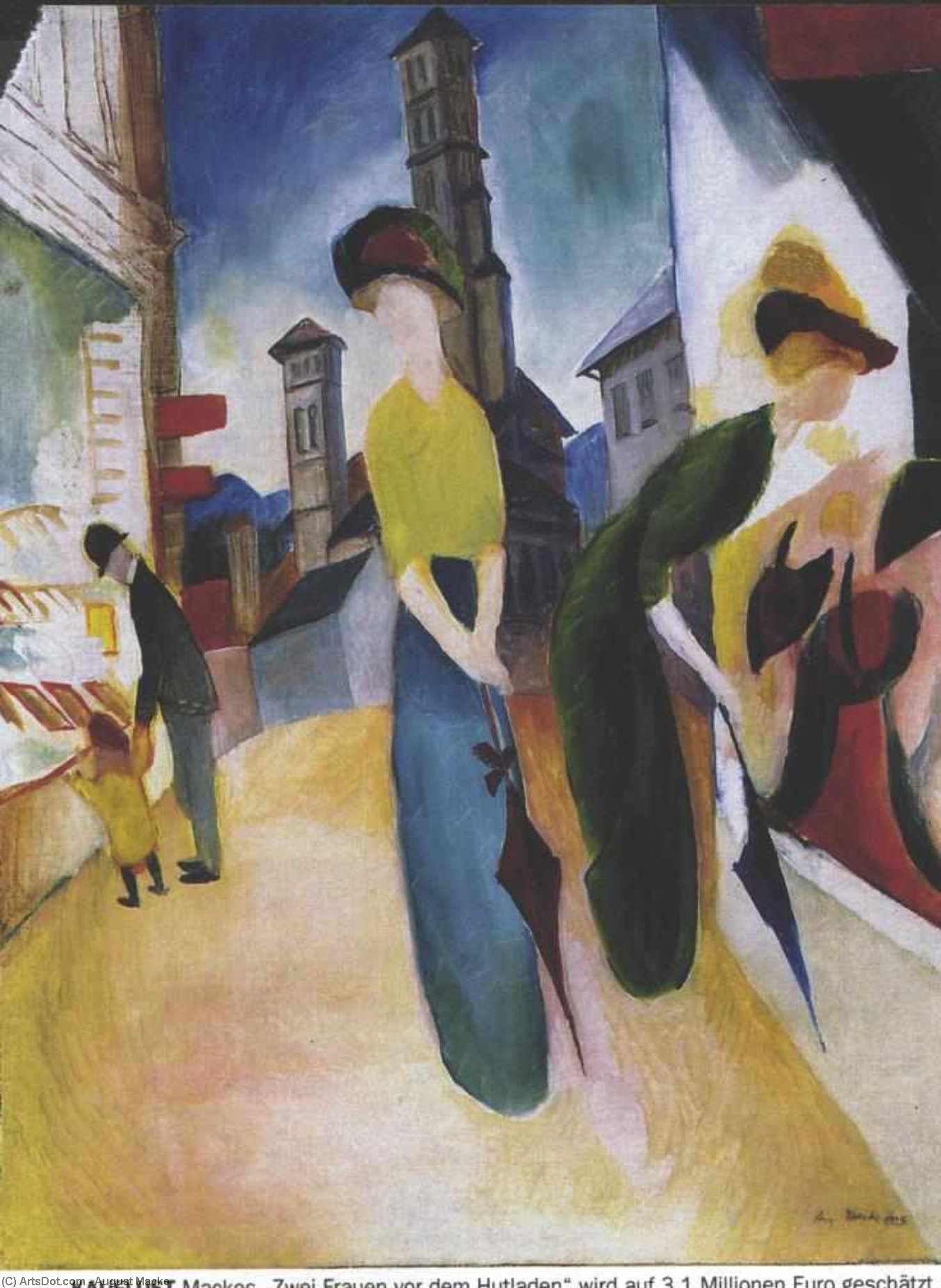 Order Oil Painting Replica Two women in front of a hat shop, 1914 by August Macke (1887-1914, Germany) | ArtsDot.com