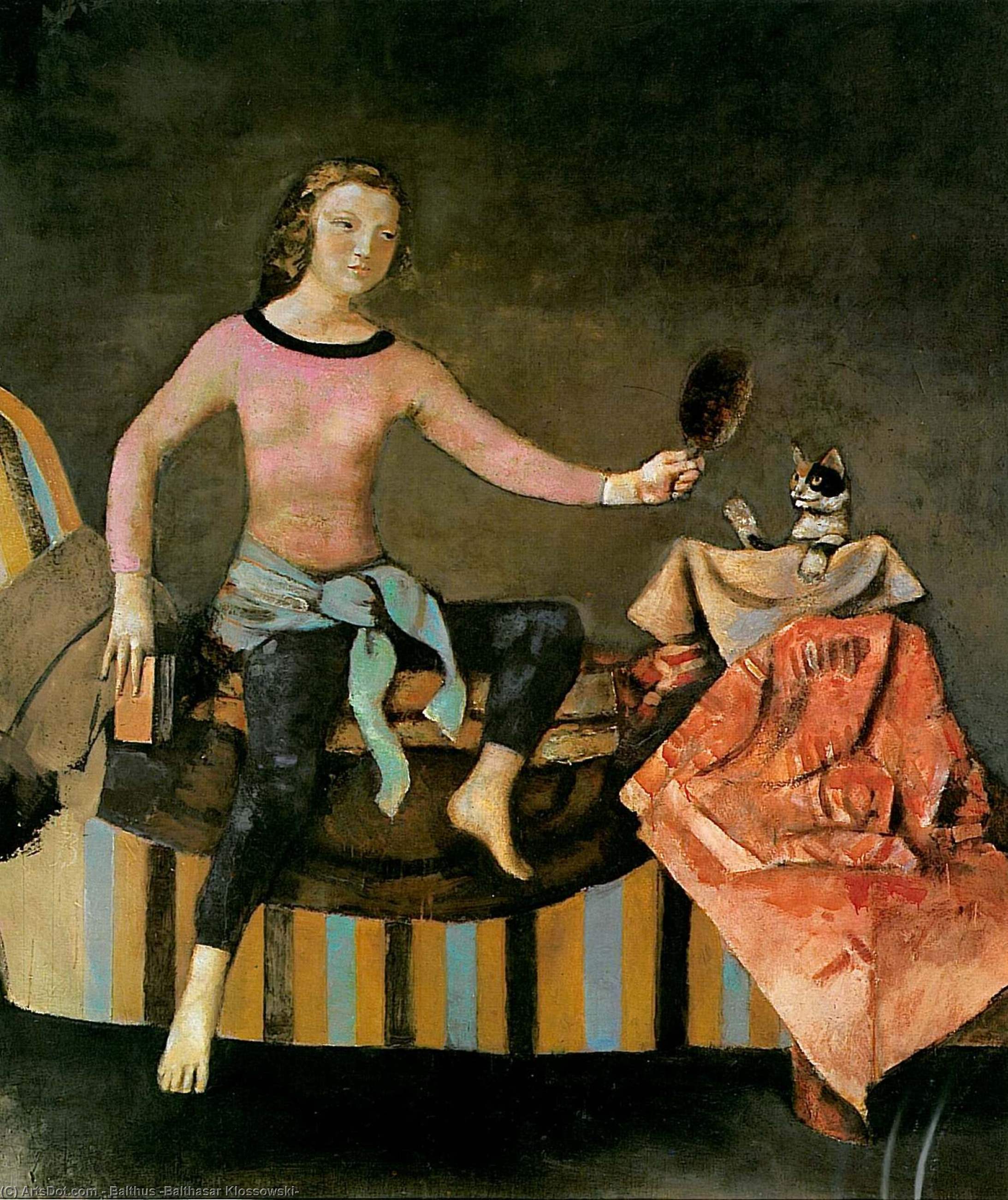 The Cat in the Mirror, 1988 by Balthus (Balthasar Klossowski) (1908-2001, France) Balthus (Balthasar Klossowski) | ArtsDot.com
