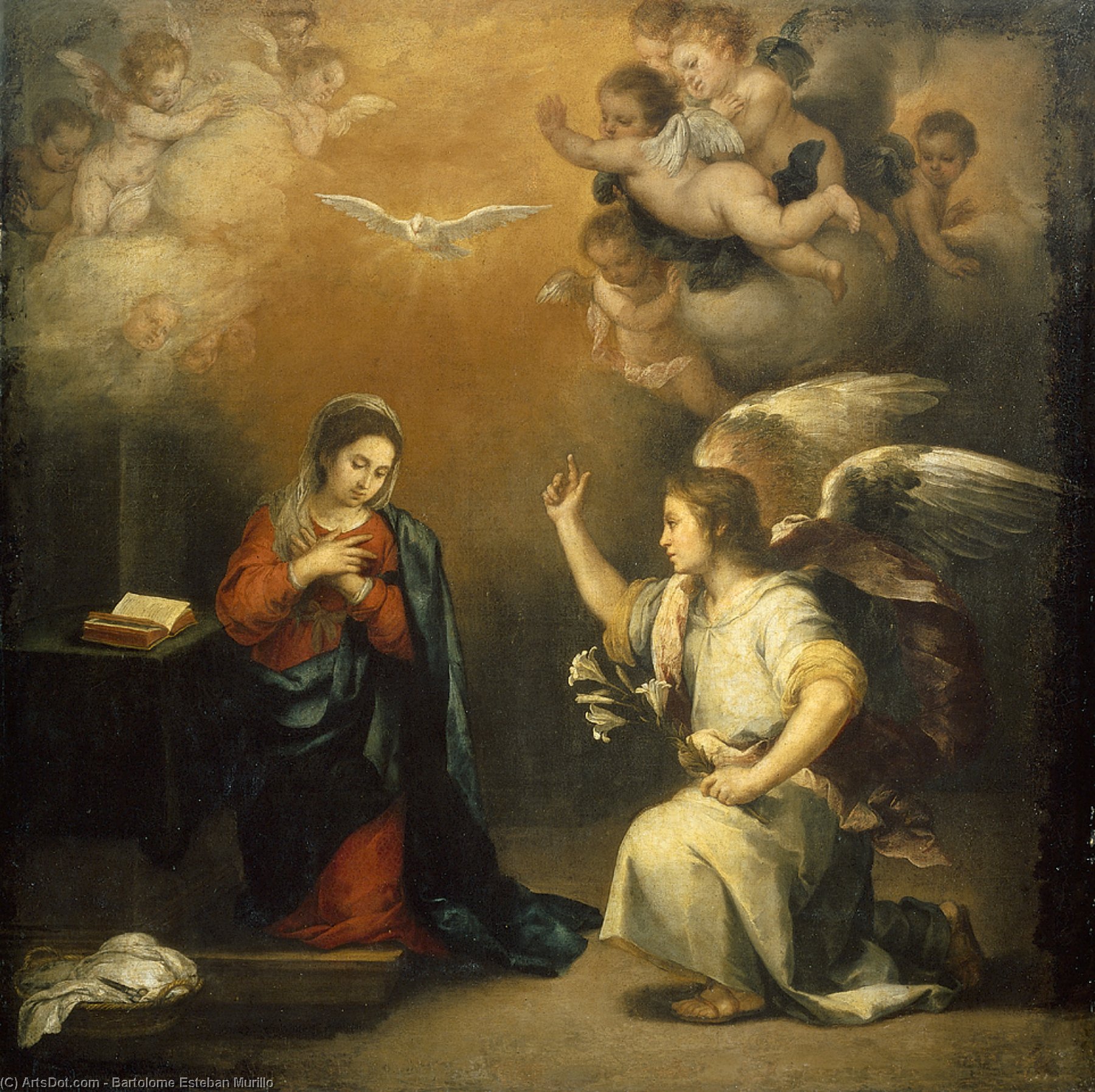 Order Oil Painting Replica The Annunciation, 1680 by Bartolome Esteban Murillo (1618-1682, Spain) | ArtsDot.com