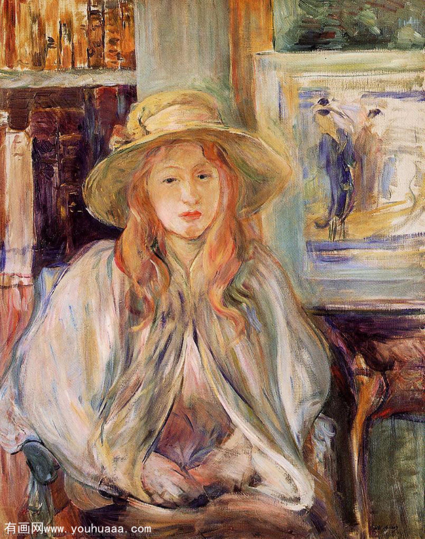 Buy Museum Art Reproductions Julie Manet with a straw hat, 1892 by Berthe Morisot (1841-1895, France) | ArtsDot.com