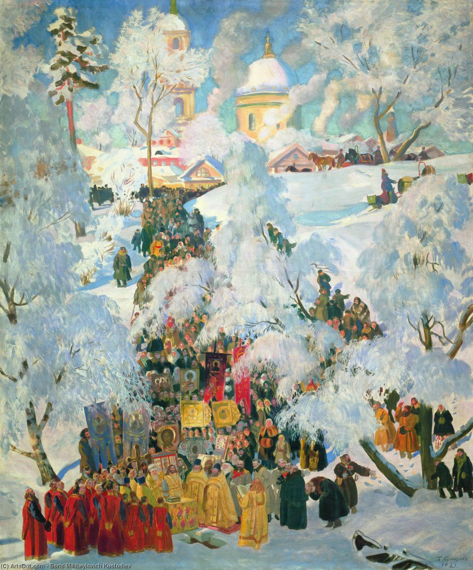 Order Oil Painting Replica The Consecration of Water on the Theophany, 1915 by Boris Mikhaylovich Kustodiev | ArtsDot.com