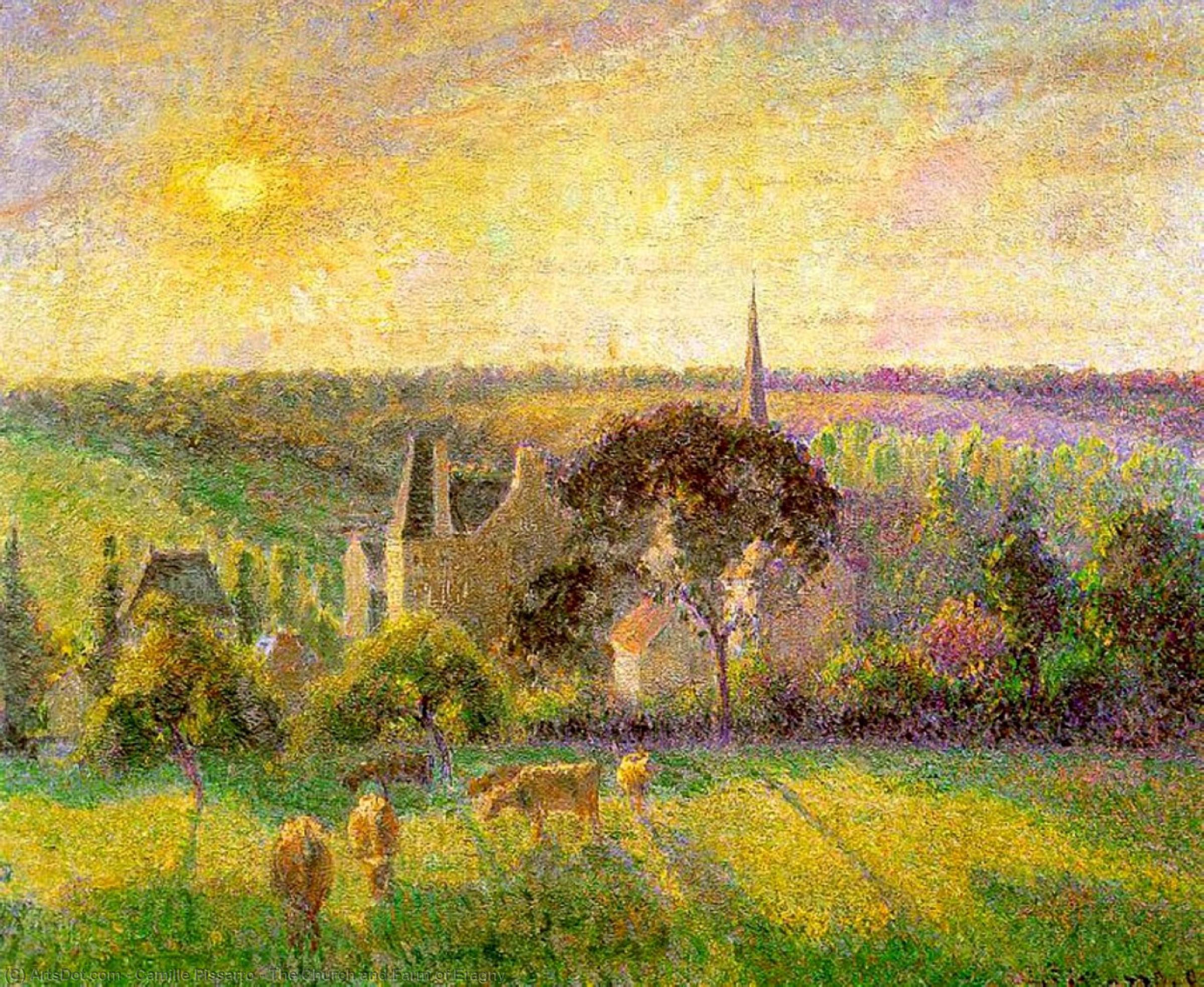 Buy Museum Art Reproductions The Church and Farm of Eragny, 1895 by Camille Pissarro (1830-1903, United States) | ArtsDot.com