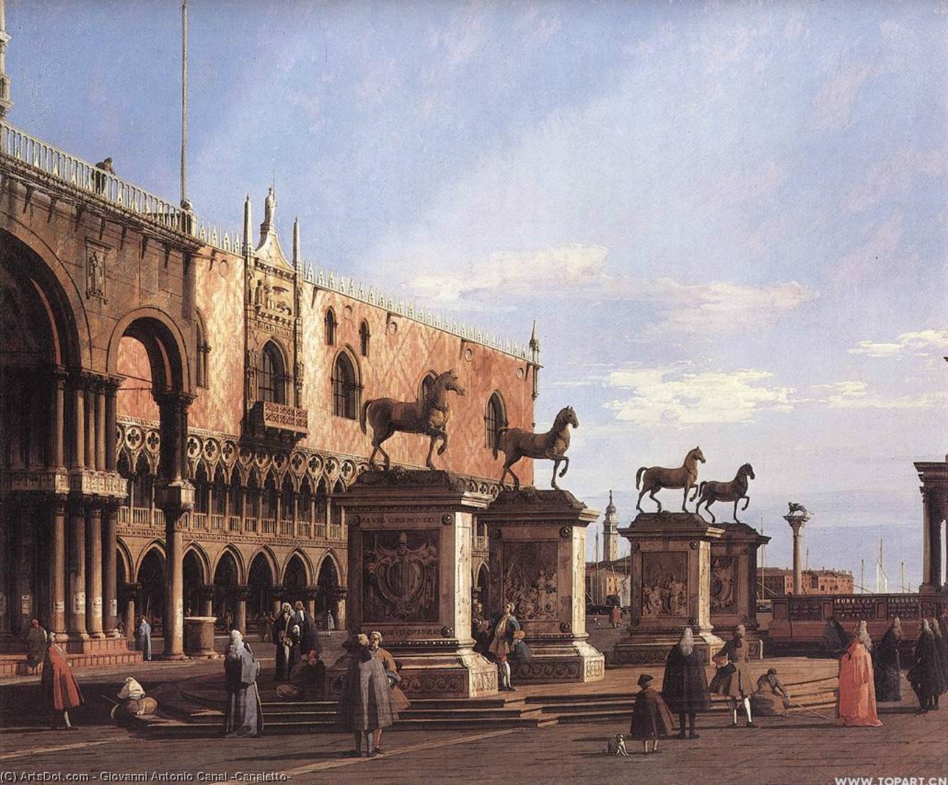 Buy Museum Art Reproductions Capriccio: The Horses of San Marco in the Piazzetta, 1743 by Giovanni Antonio Canal (Canaletto) (1730-1768, Italy) | ArtsDot.com