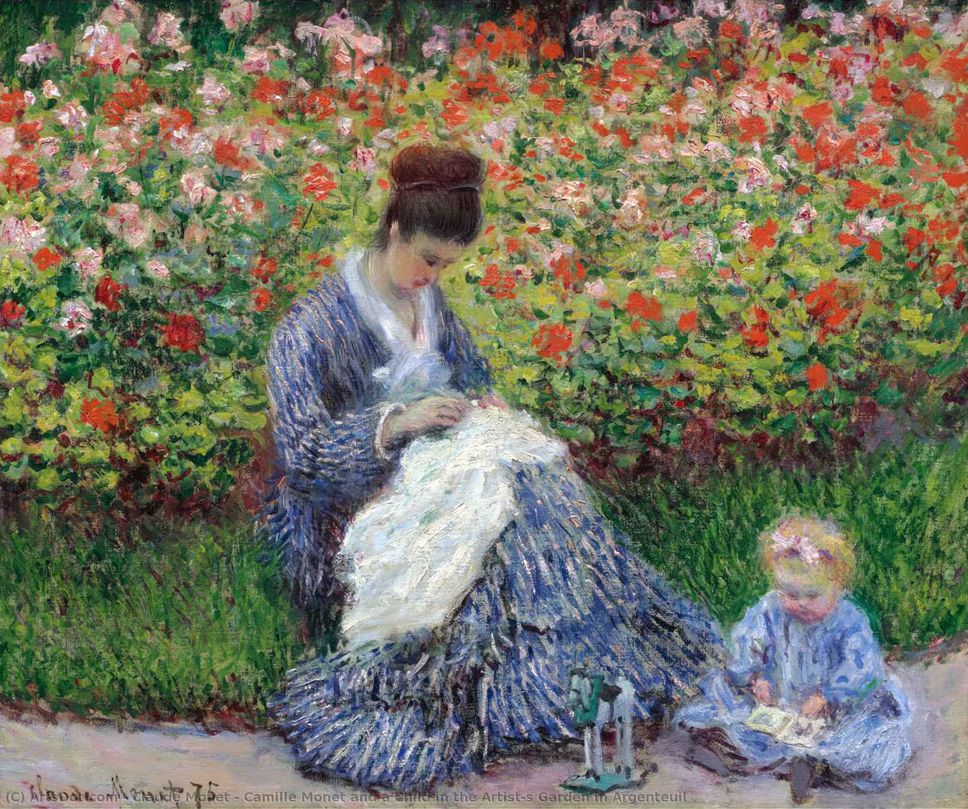 Order Oil Painting Replica Camille Monet and a Child in the Artist’s Garden in Argenteuil, 1875 by Claude Monet (1840-1926, France) | ArtsDot.com